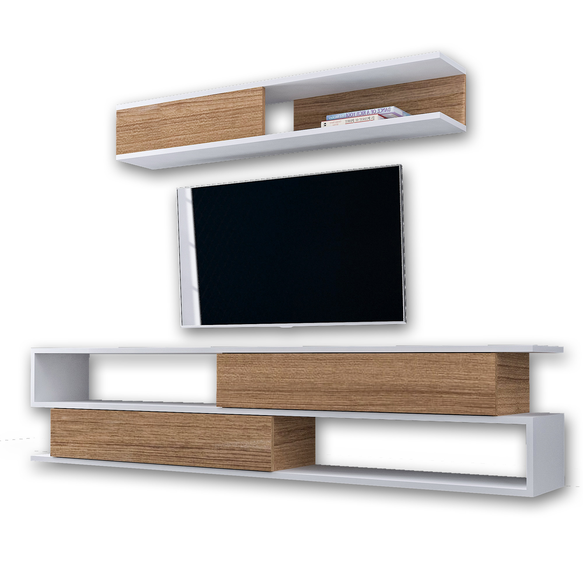 TV-taso Valento Furniture Sims, valkoinen, tiikki
