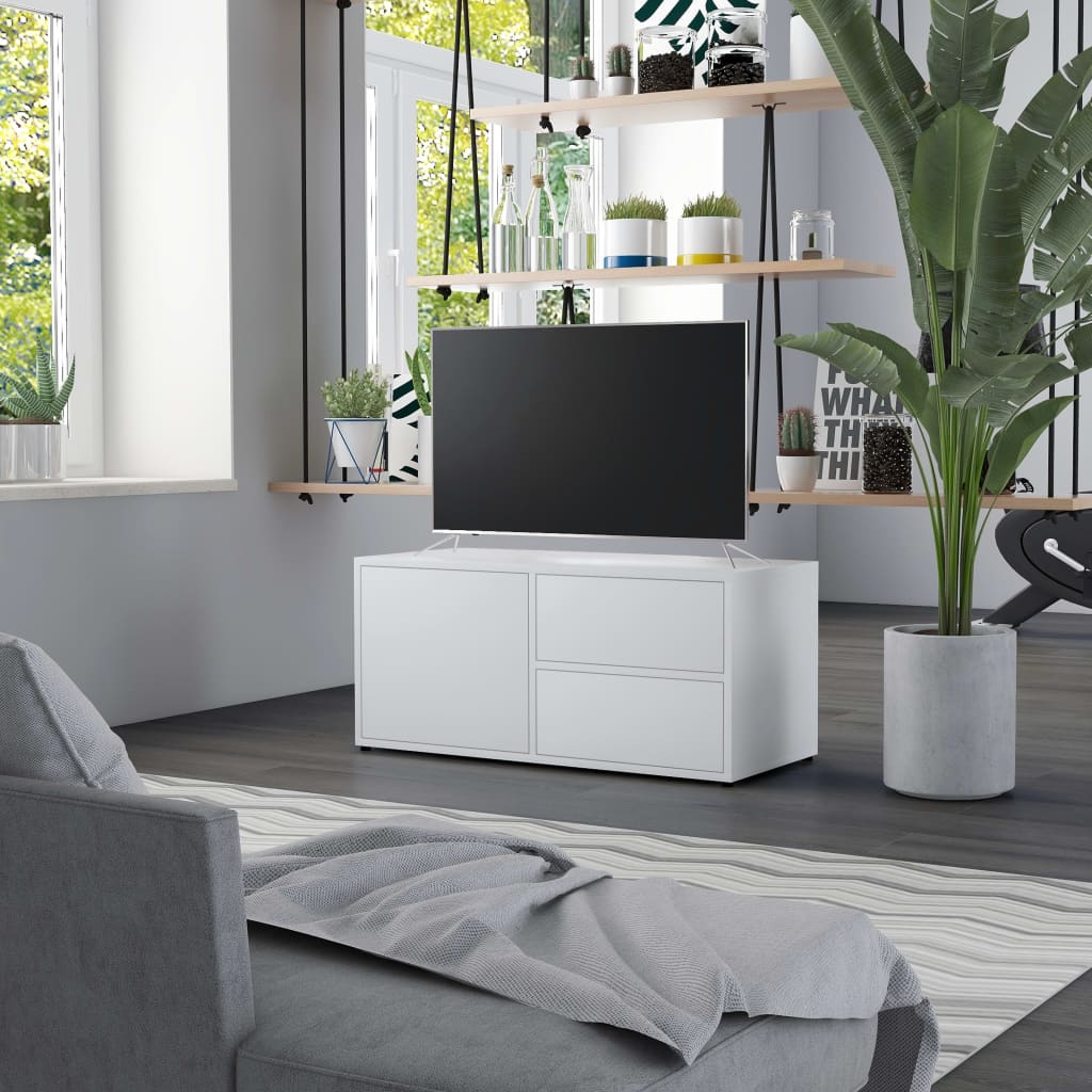 Tv-taso valkoinen 80x34x36 cm lastulevy