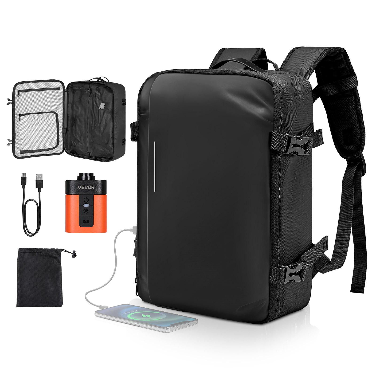 Tyhjiöreppu North Craft Vacuum, 35L, Musta, Useita Taskuja, Vedenkestävä