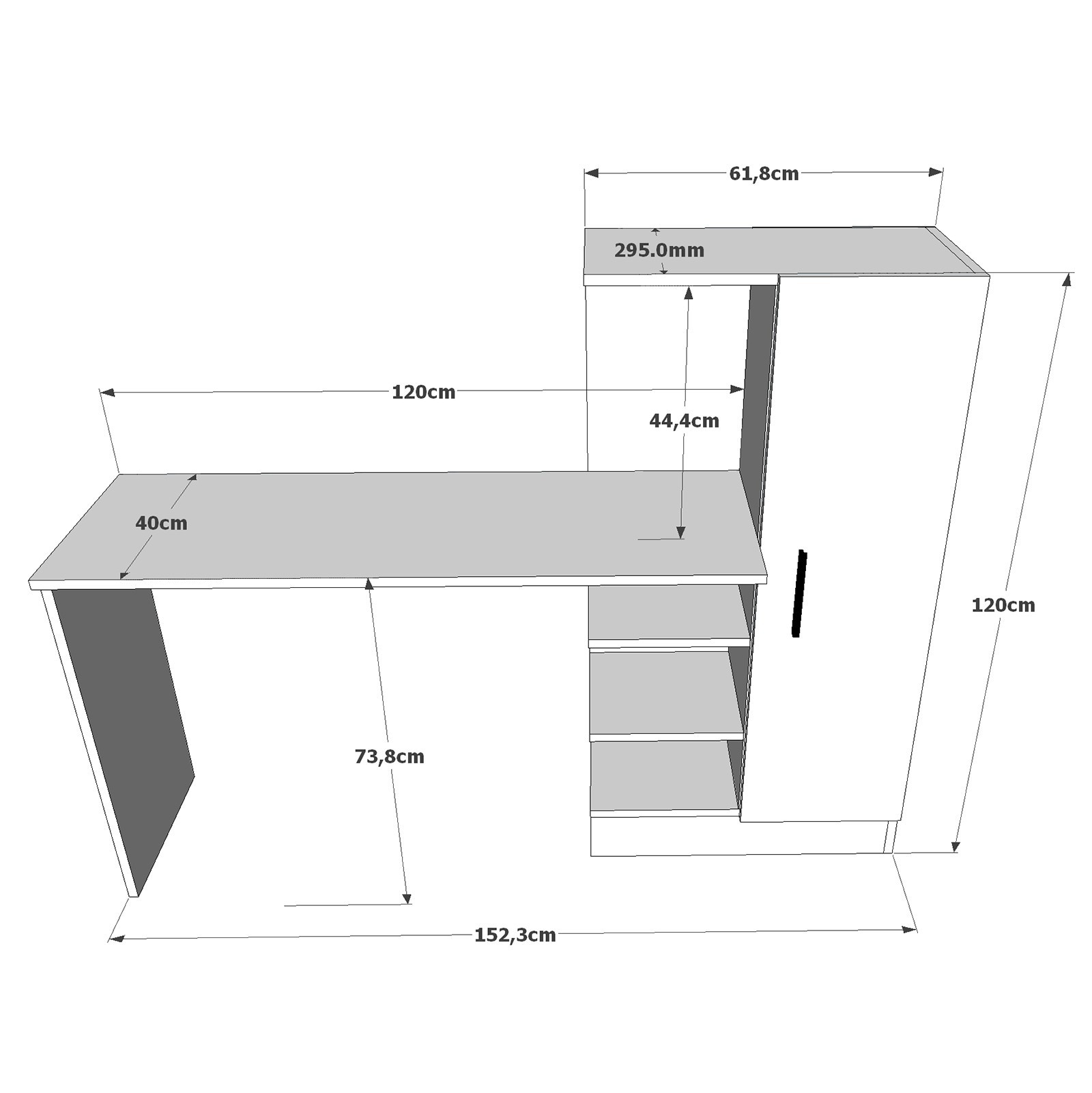 Työpöytä Valento Furniture CT2, ruskea/harmaa