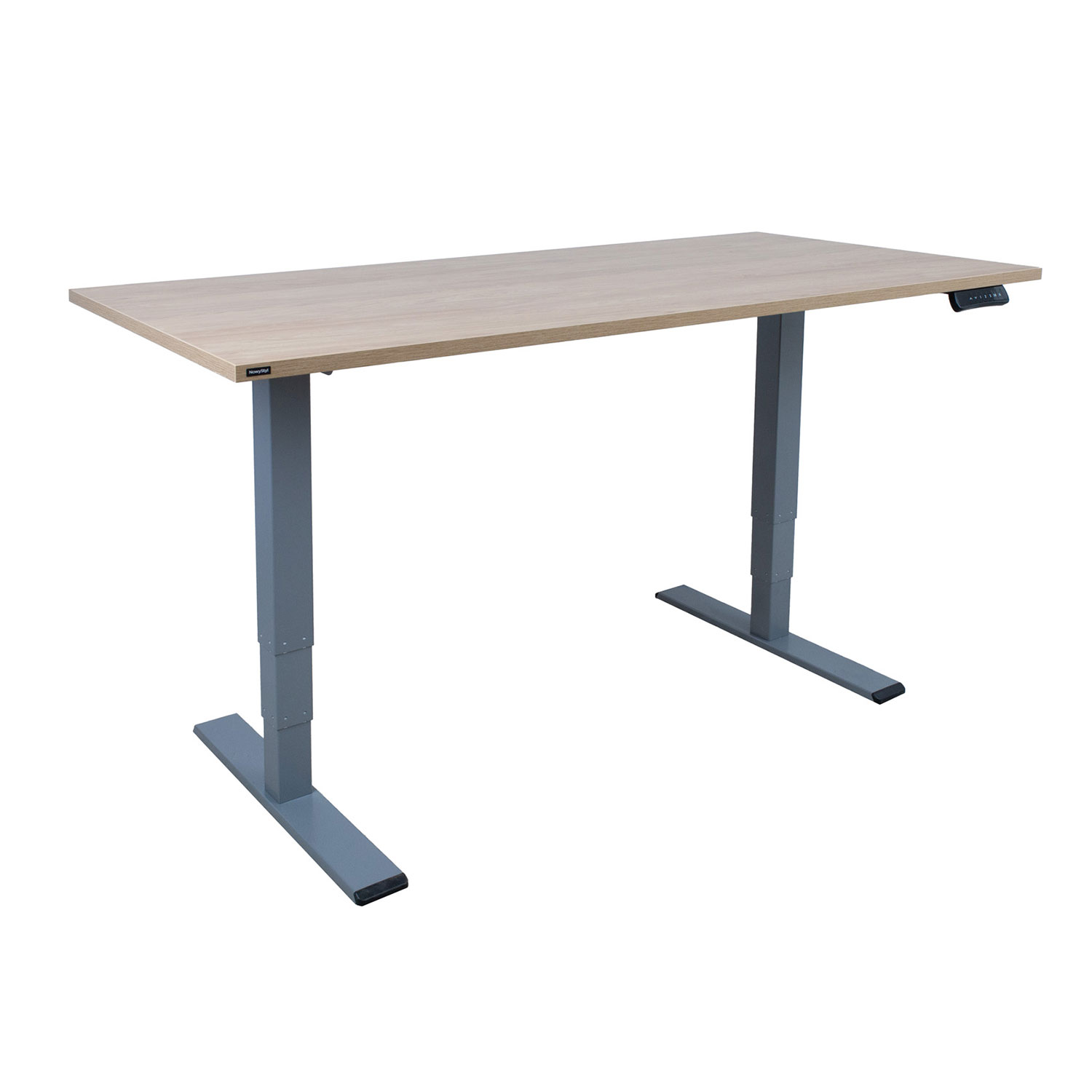 Työpöytä Home4You Ergo Optimal, 160x80cm, 2-Moottorilla, Sähkösäädettävä, Hikkoripuu/Hopeanharmaa