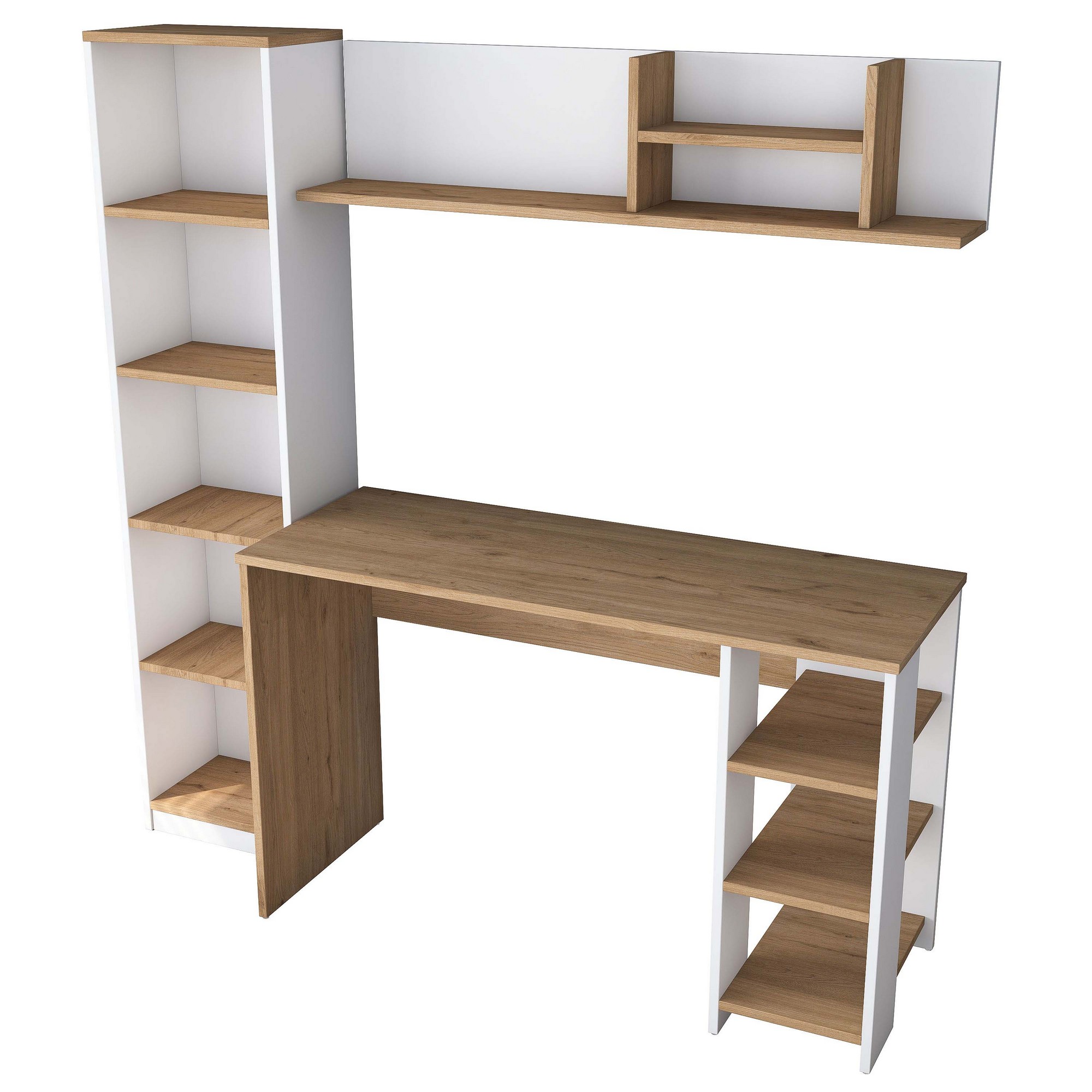 Työpöytä Valento Furniture HA125 - 3428 seinähylly saksanpähkinä/valkoinen