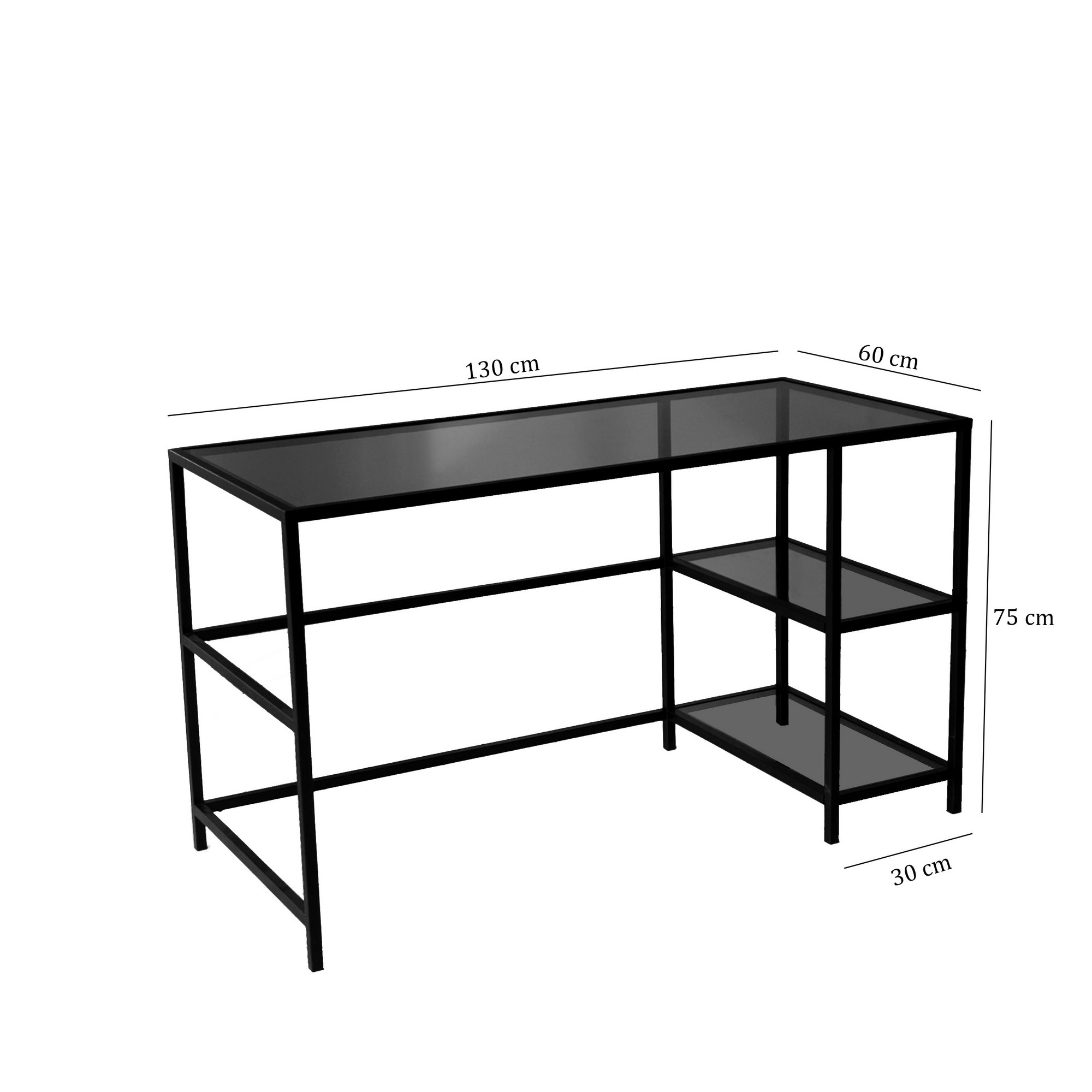Työpöytä Valento Furniture Master, 130x60cm, fumed, musta