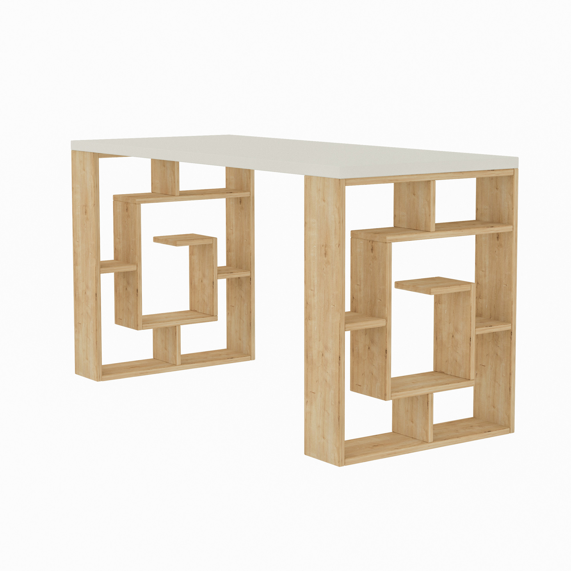 Työpöytä Valento Furniture Maze valkoinen/tammi