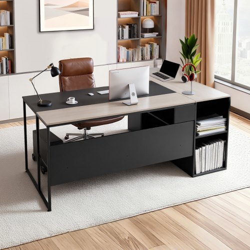 Työpöytä North Craft C250243D-01, L-muoto, 135x75.4cm, ruskea