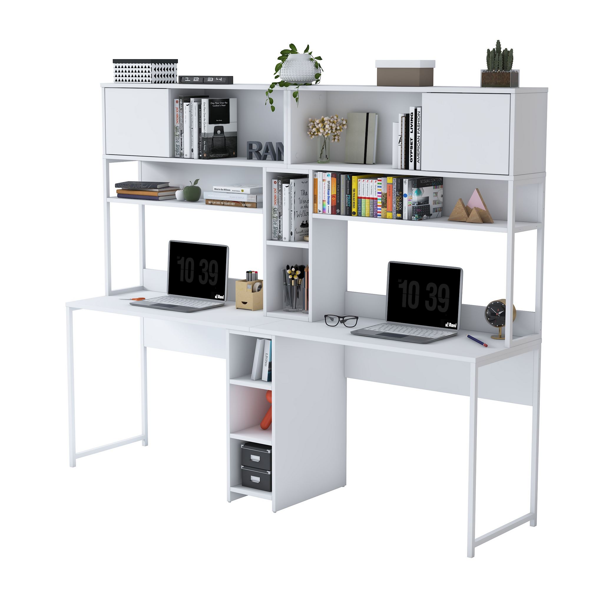 Työpöytä Valento Furniture HA129 - 4121, 210x170.5x50 cm, valkoinen