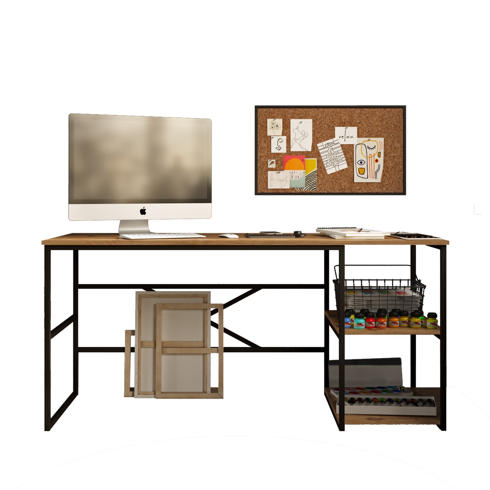 Työpöytä Valento Furniture VG28, oikea, ruskea