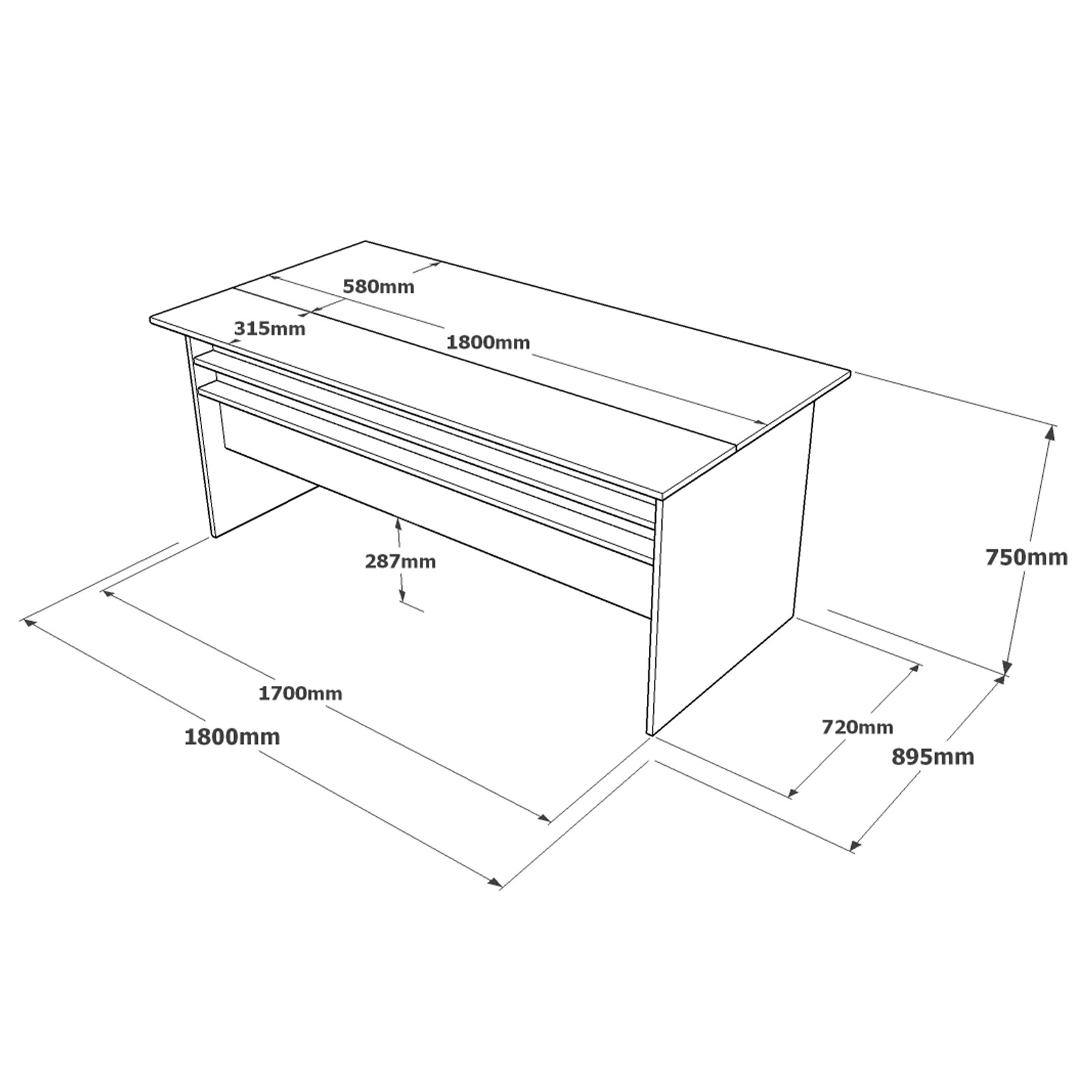 Työpöytä Valento Furniture VS1, ruskea/harmaa