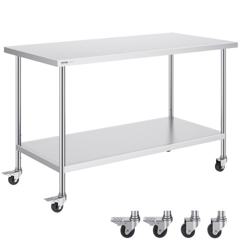 Työtaso North Craft HETG-30*60, 762x1524 mm, ruostumaton teräs, hopea