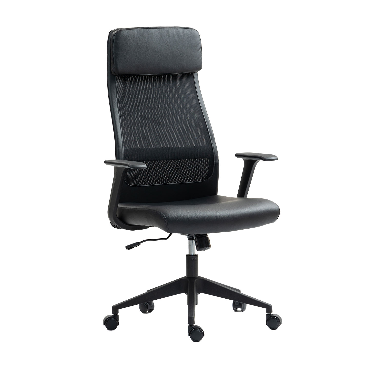 Työtuoli Home4You Elmer, 67x62x113-124cm, Synkronimekanismi, Musta