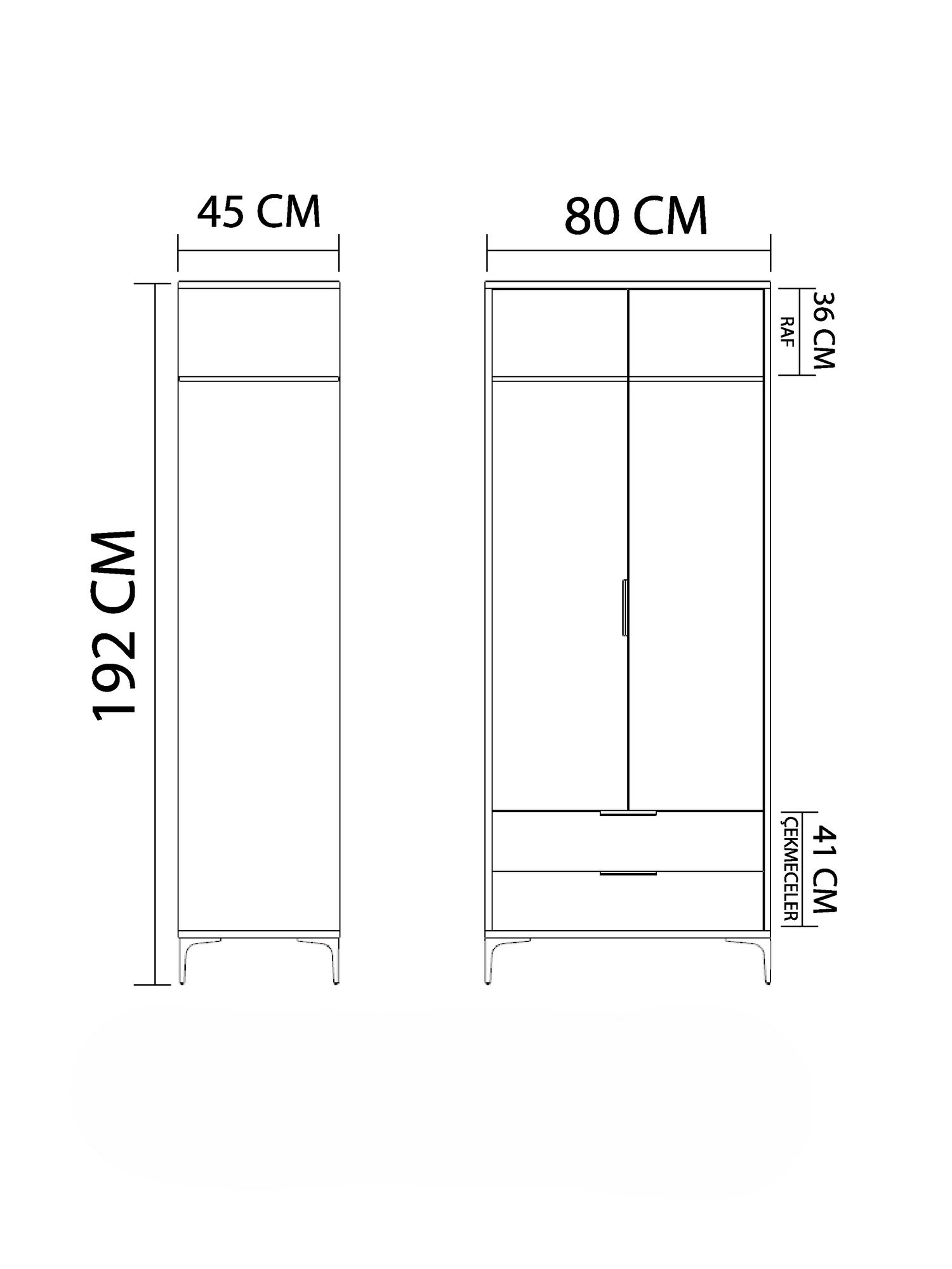 Vaatekaappi Valento Furniture Aden Drawers, 80x192x45cm