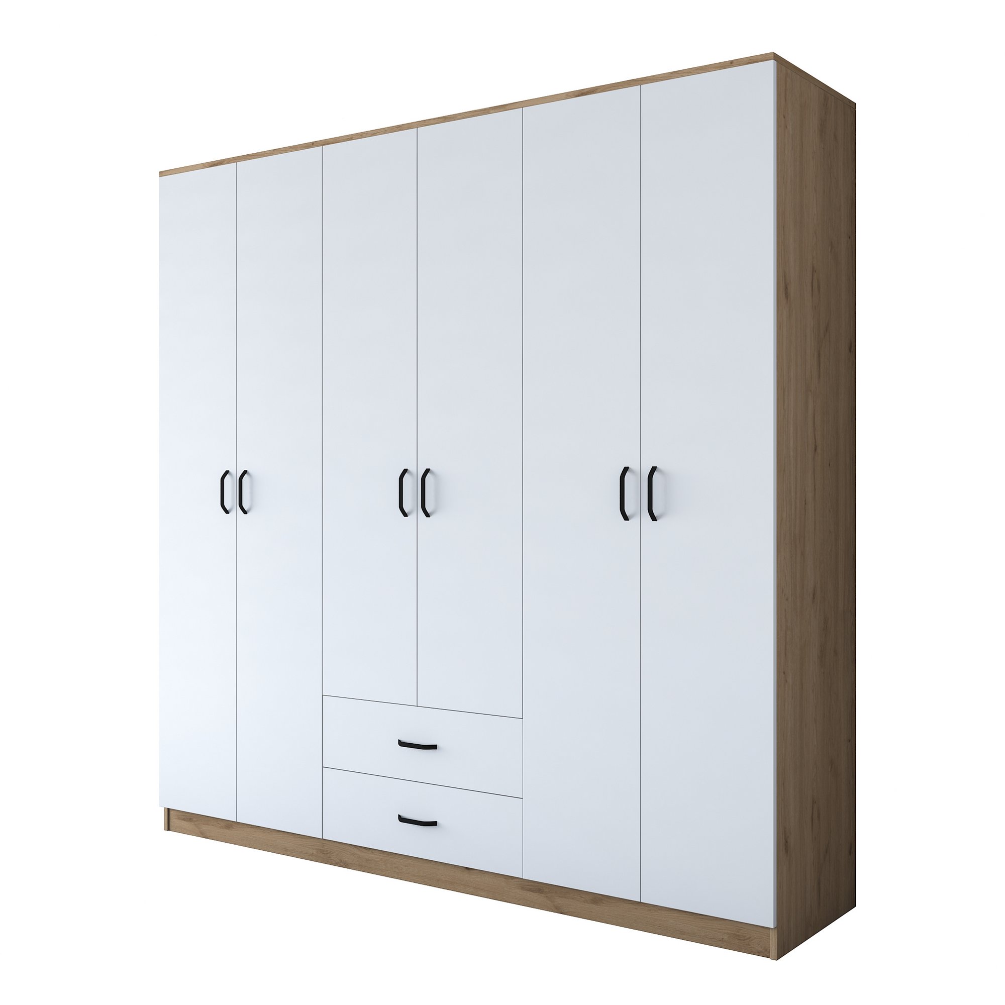 Vaatekaappi Valento Furniture BA111-2324, 210x210cm, valkoinen/ruskea