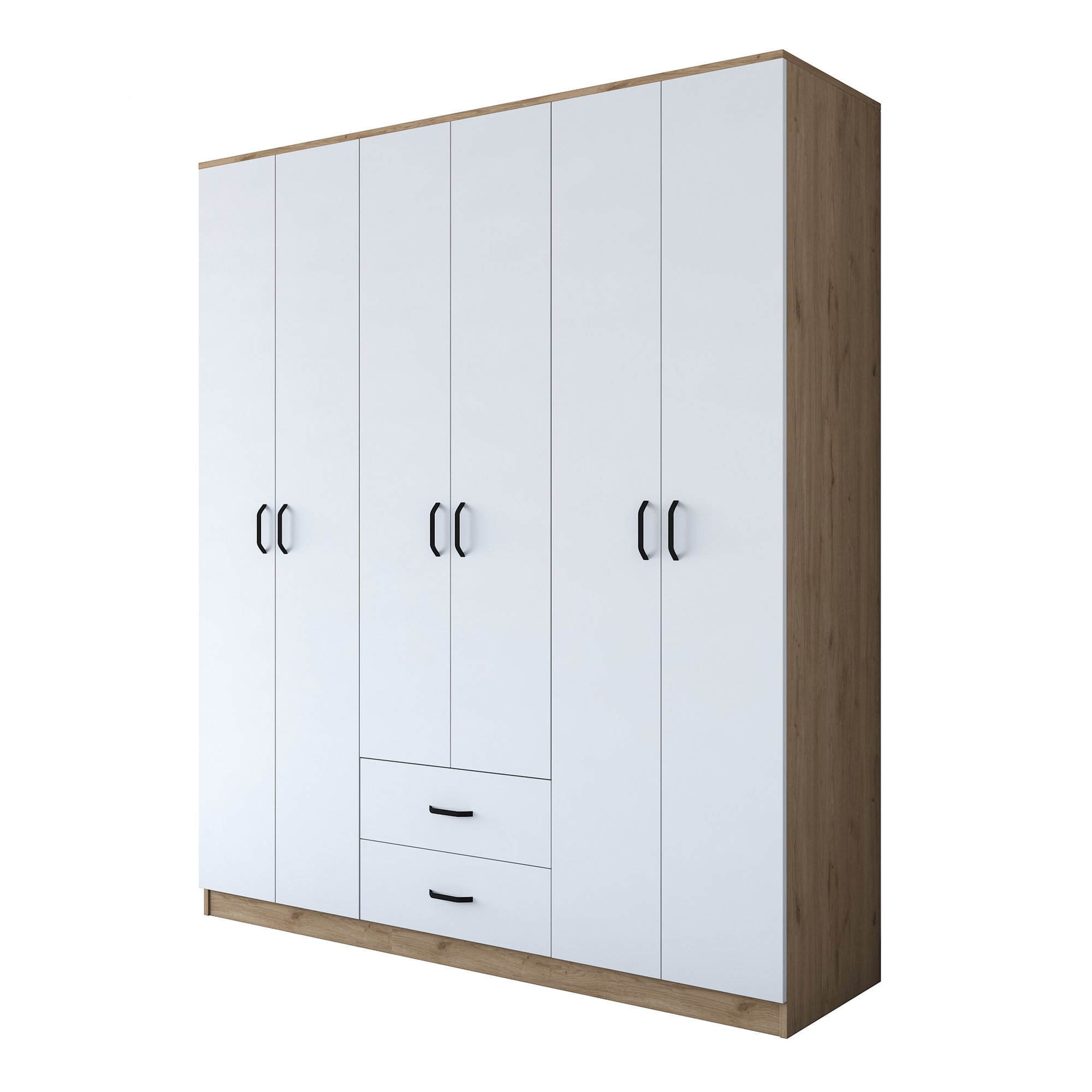Vaatekaappi Valento Furniture BA113-2337, 180x210cm, valkoinen/ruskea