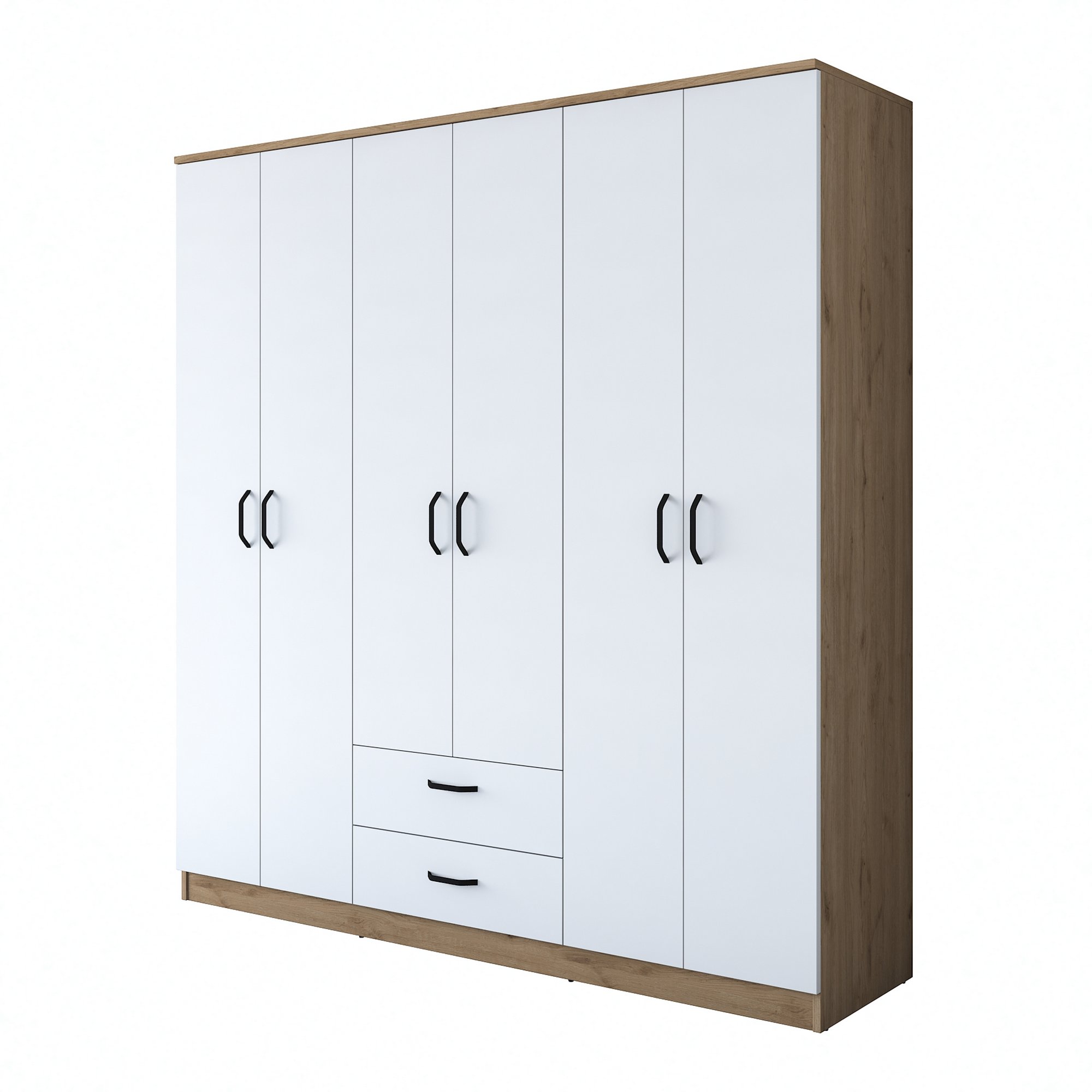 Vaatekaappi Valento Furniture BA115-2283, 180x190.8cm, valkoinen/ruskea