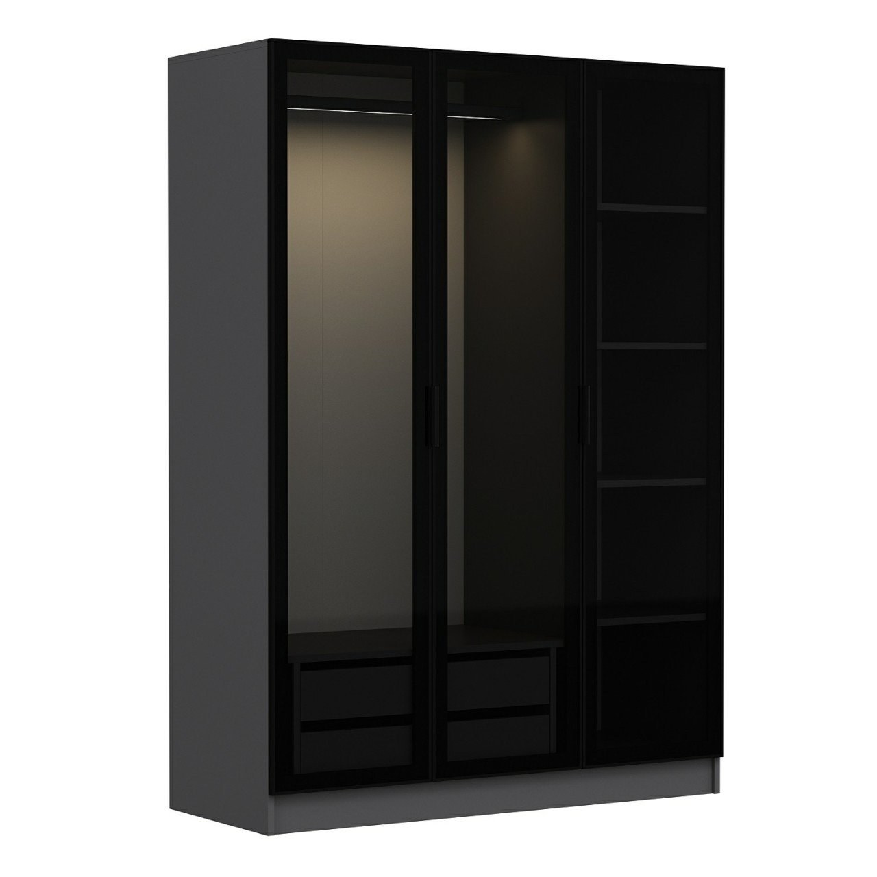 Vaatekaappi Valento Furniture Kale 2272 210x135cm antrasiitti/musta