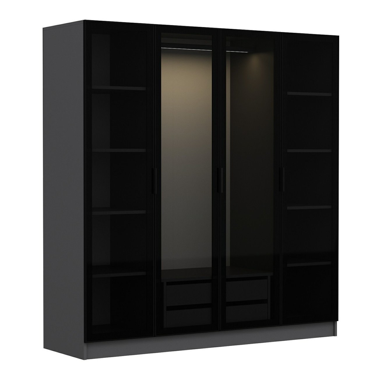 Vaatekaappi Valento Furniture Kale 6090 210x180cm antrasiitti/musta