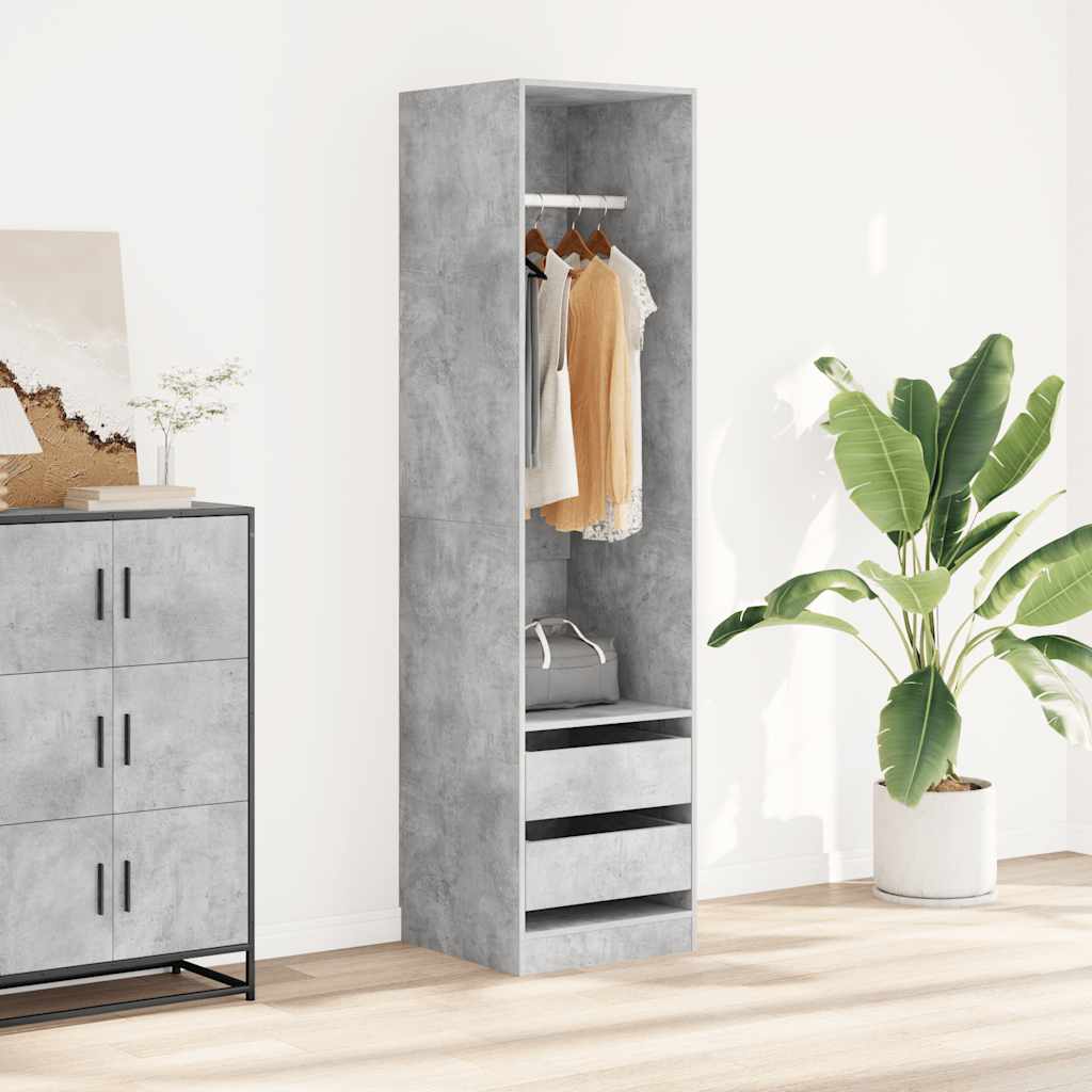 Vaatekaappi vetolaatikoilla betoninharmaa, 50cm