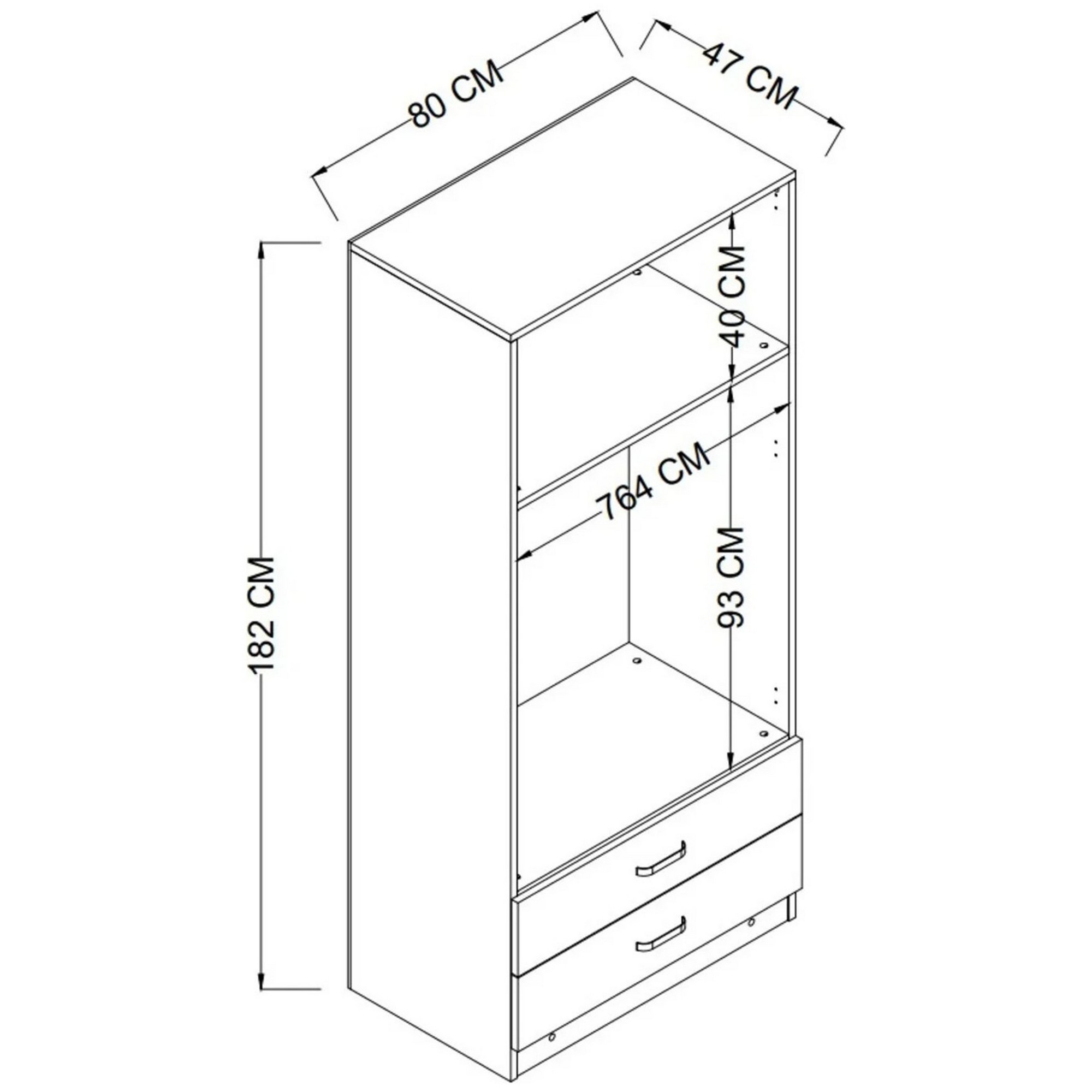 Vaatekaappi Valento Furniture Yaman, 80x182cm, Valkoinen