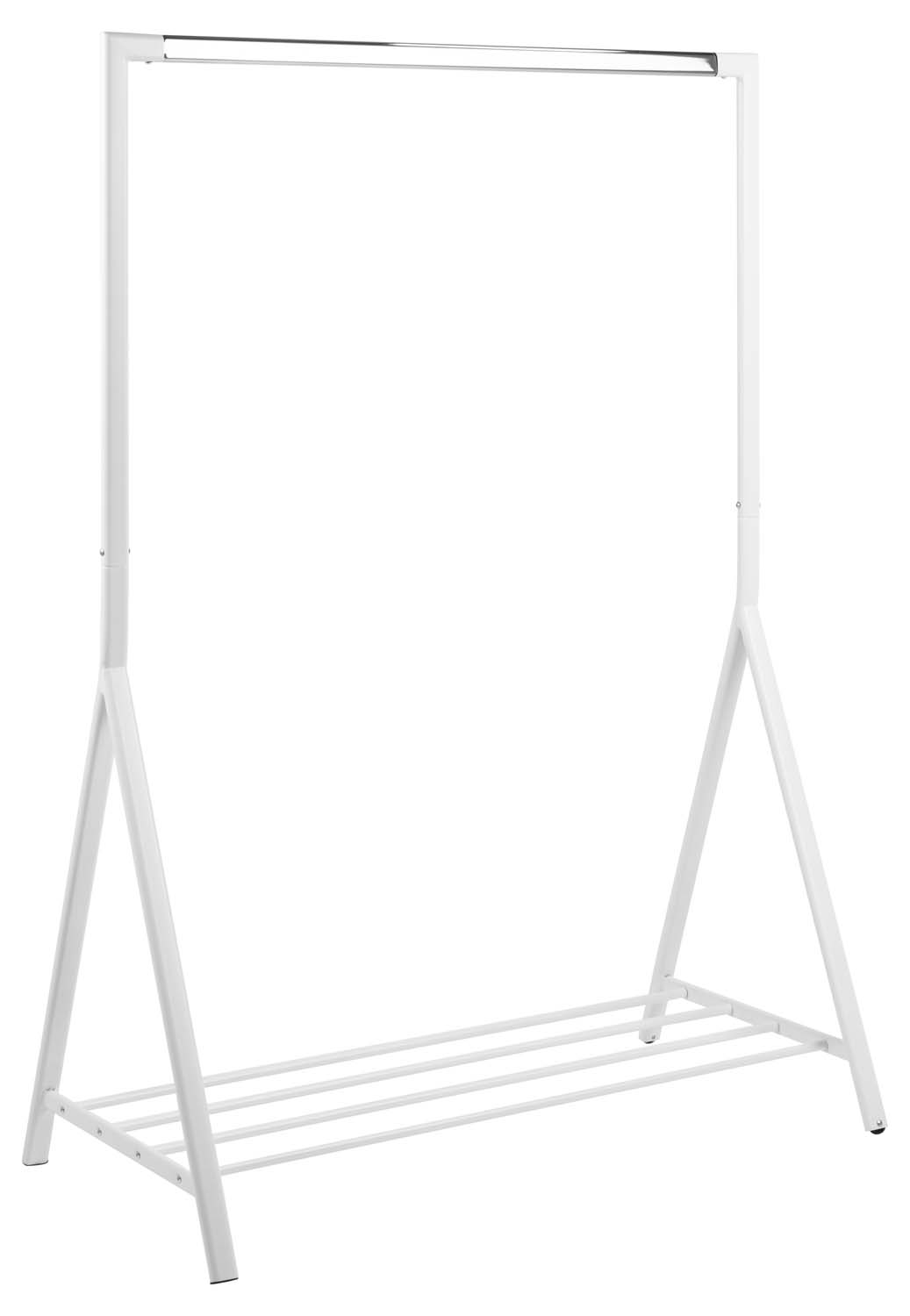 Vaateteline Home4You Brent, 117x59x165cm, Valkoinen/Kromi
