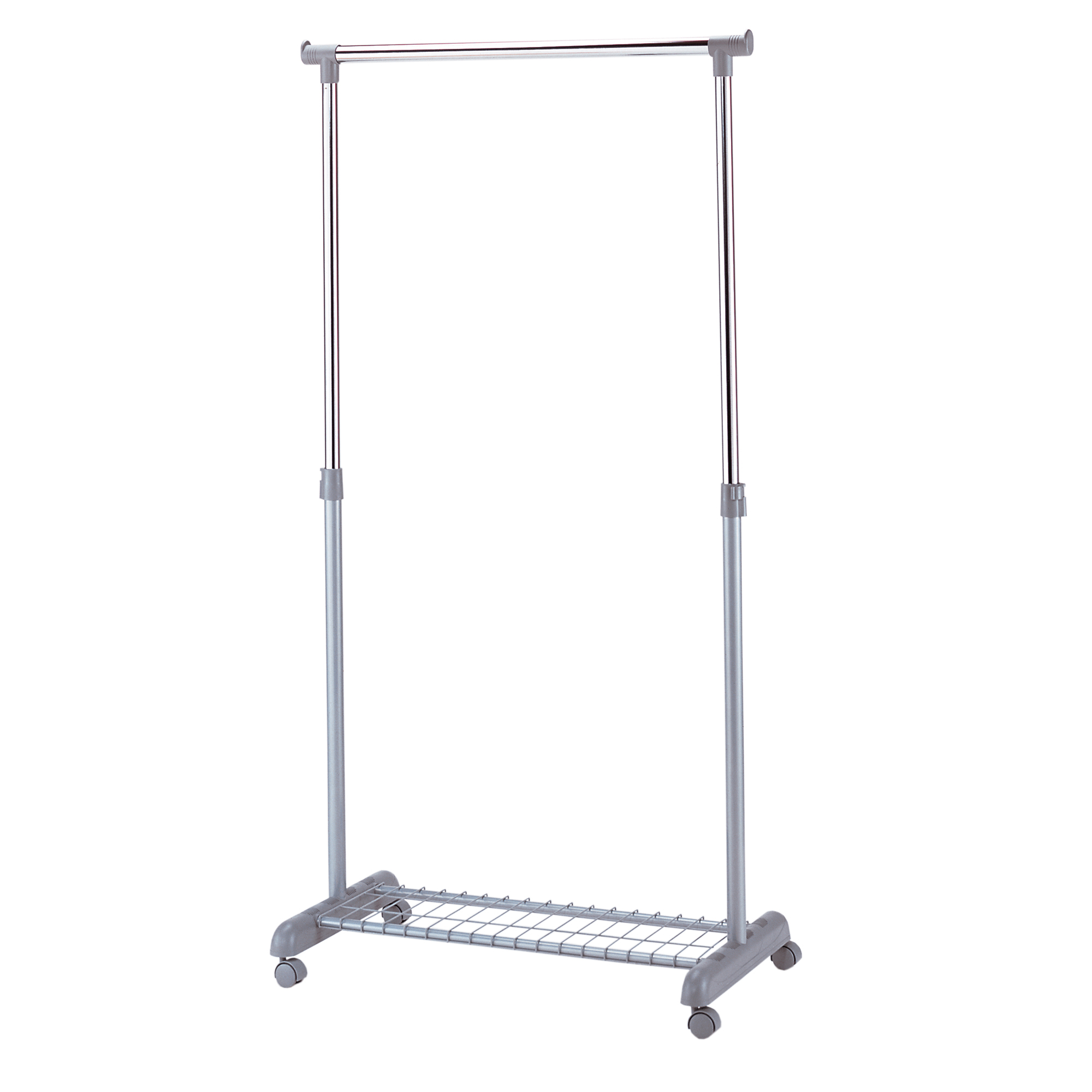 Vaateteline Home4You Frank, 83x43x93,5-168cm, Pyörillä, Hopea-Kromi