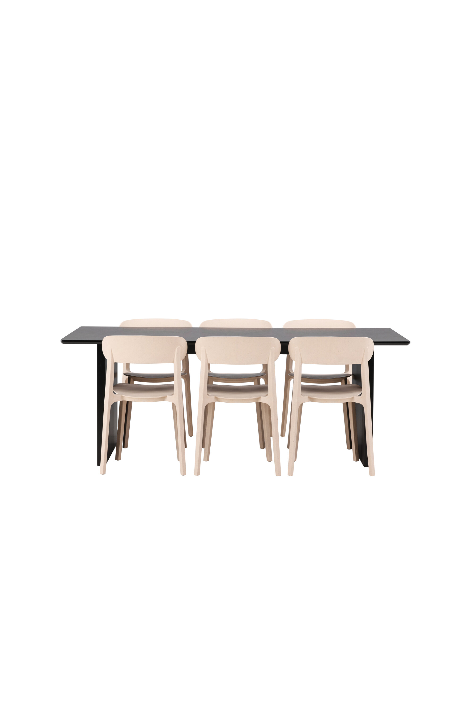 Ruokailuryhmä Venture Home Vail/Åstol, 200x100cm pöytä + 6 tuolia, musta/beige