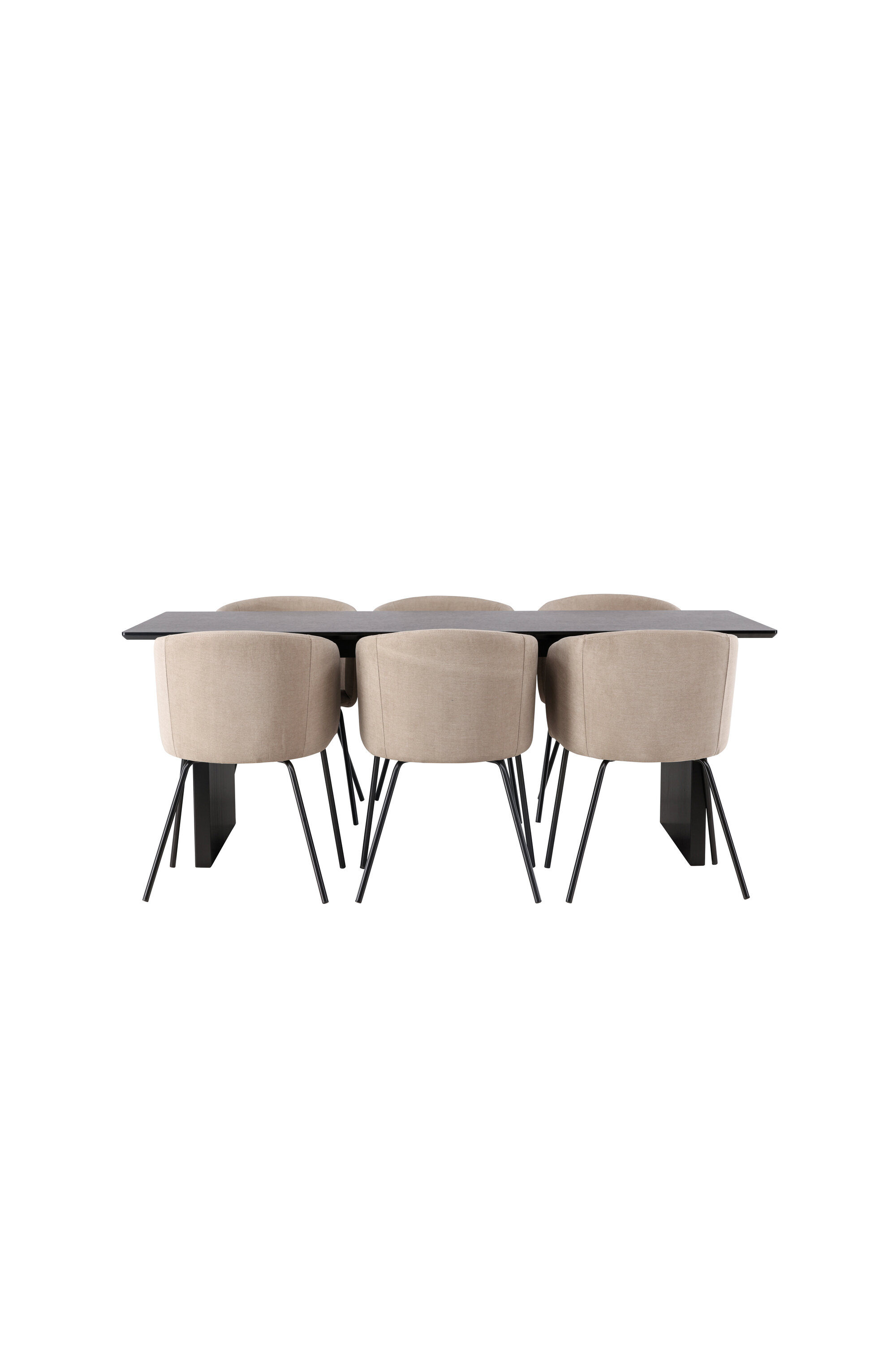 Ruokailuryhmä Venture Home Vail/Berit, 200x100cm pöytä + 6 tuolia, musta/tumma beige