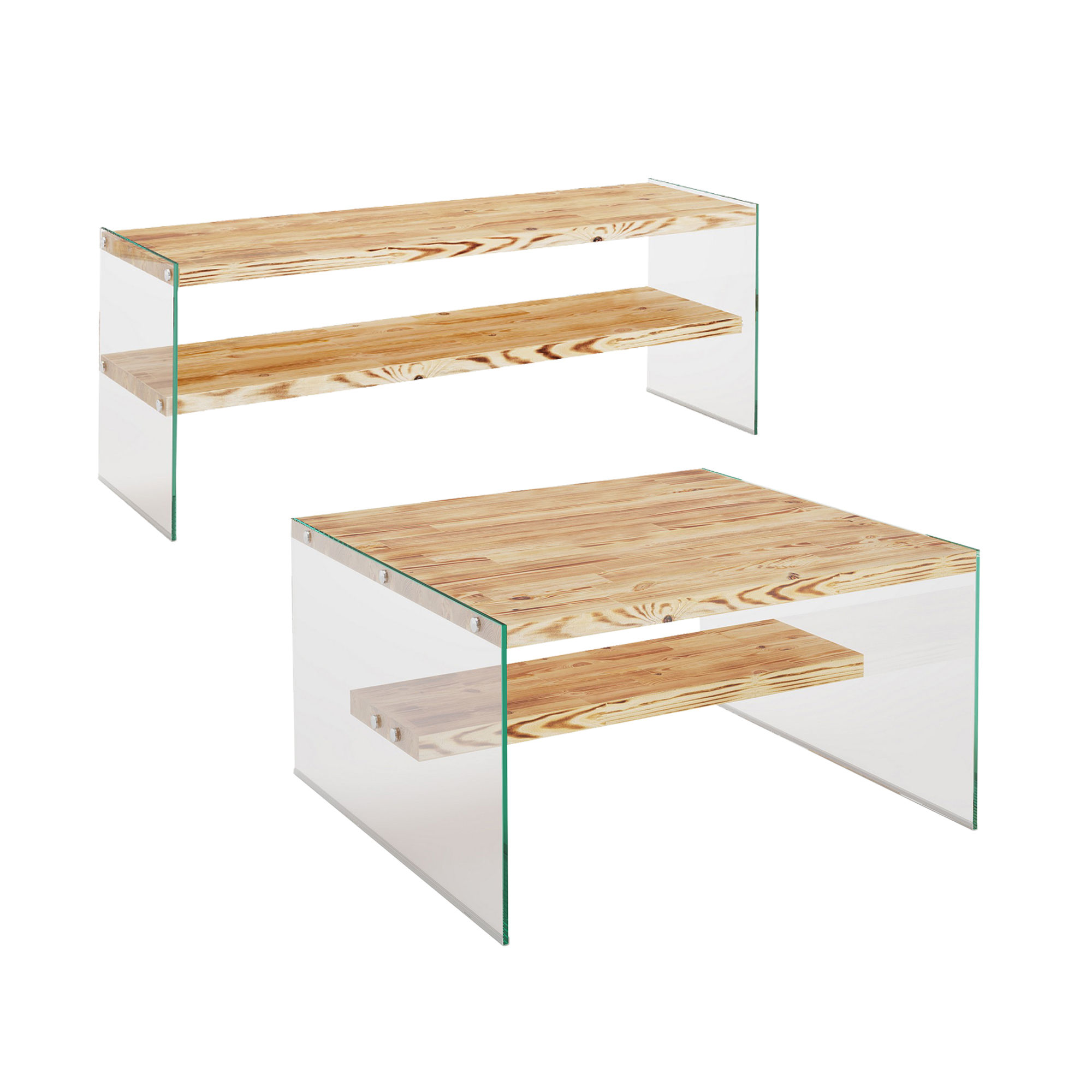 Olohuoneen kalustesarja Valento Furniture Niagara S102, 120x45x35cm, 75x40x75cm, tammi