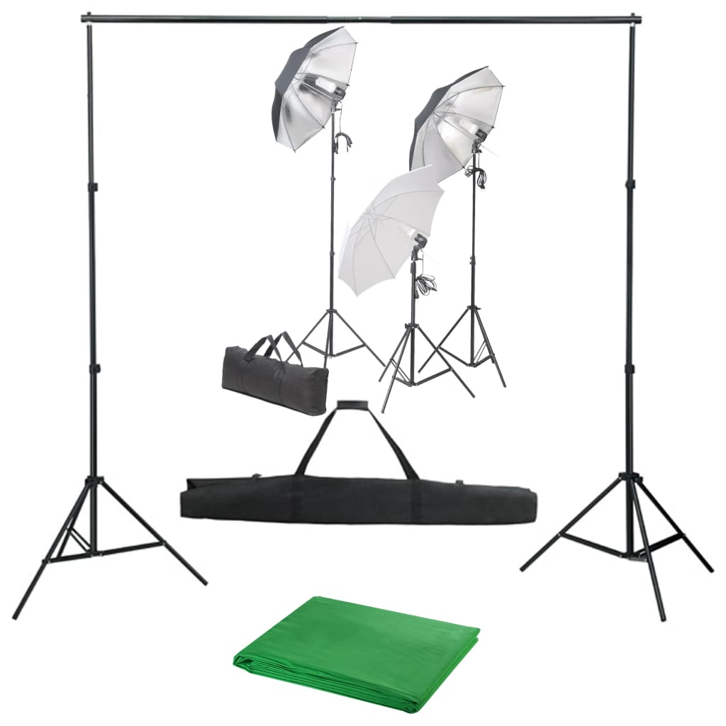 Valokuvastudiosarja 3 valosarjalla ja taustakankaalla