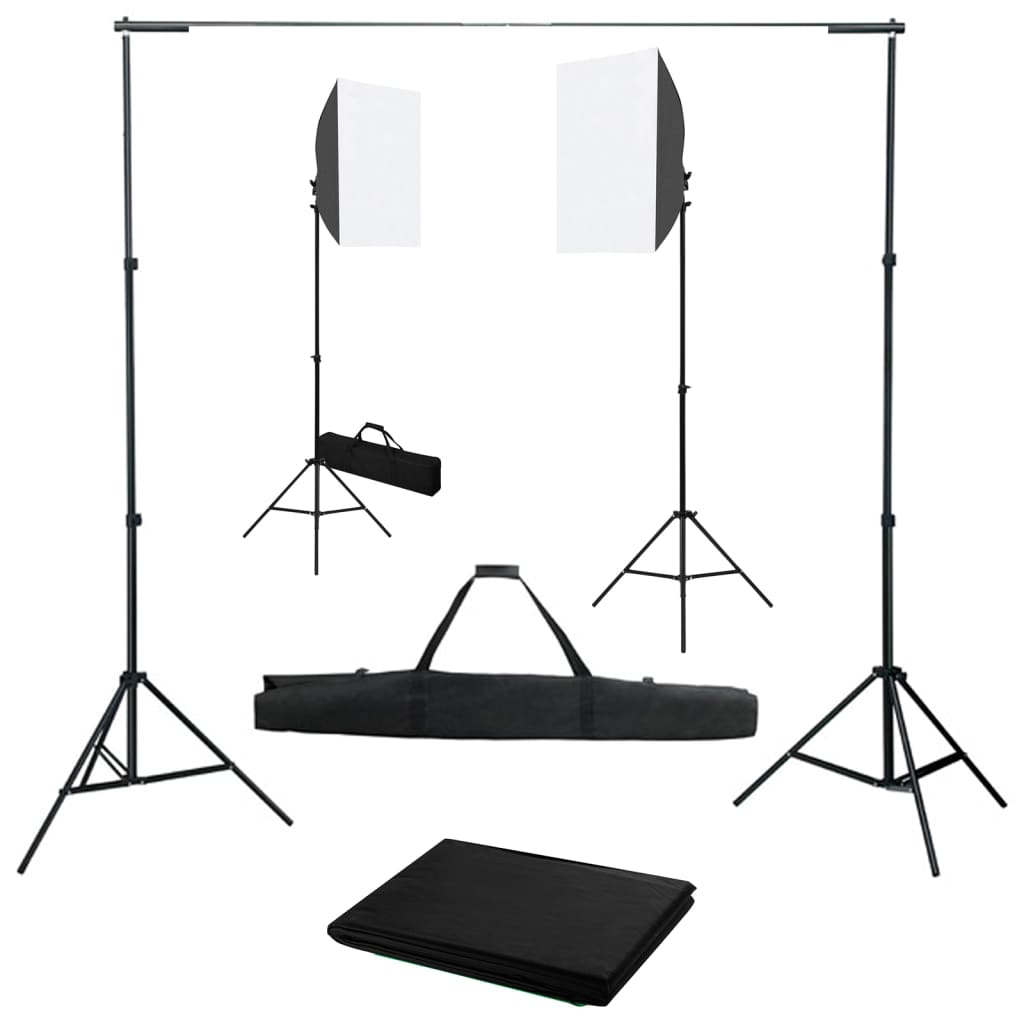 Valokuvastudiosarja 6 softbox-valoilla ja taustakankaalla