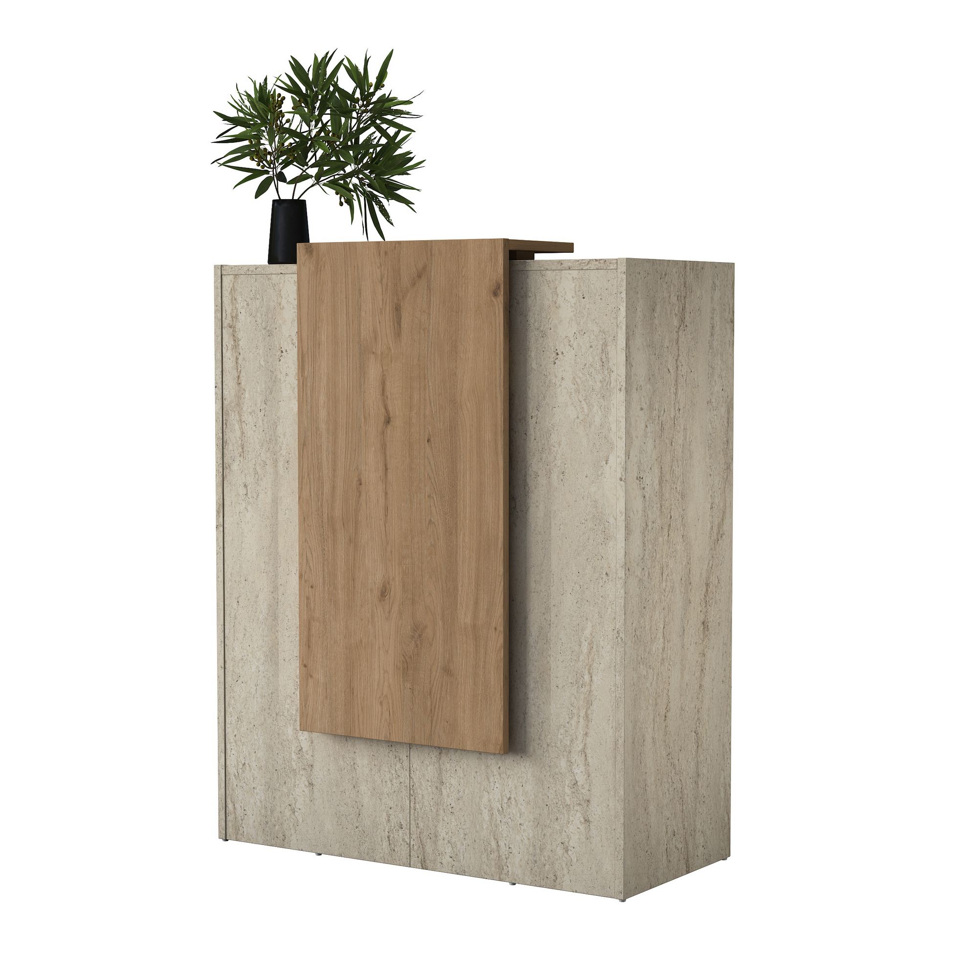 Vastaanottotiski Valento Furniture MA104 - 4748, 90x110x40 cm, travertiini/pähkinä
