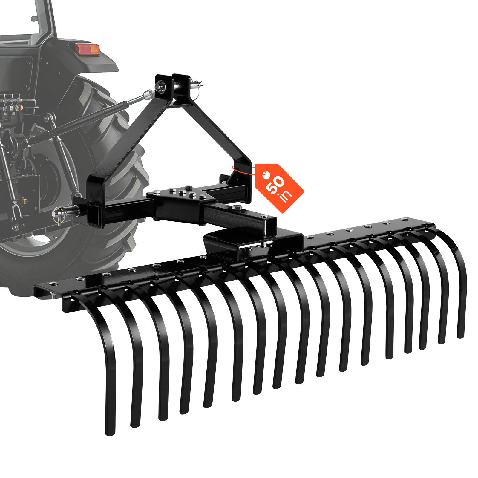 Vedettävä Maisemointiharava North Craft LR4S, 127cm, Teräsharava, Musta