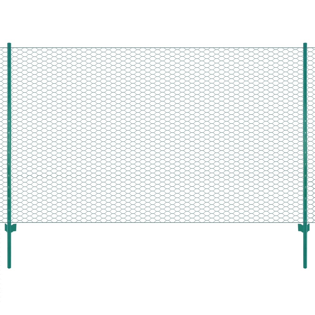 Verkkoaita tolpilla, teräs, 25x2m, silmäkoko 13mm, vihreä