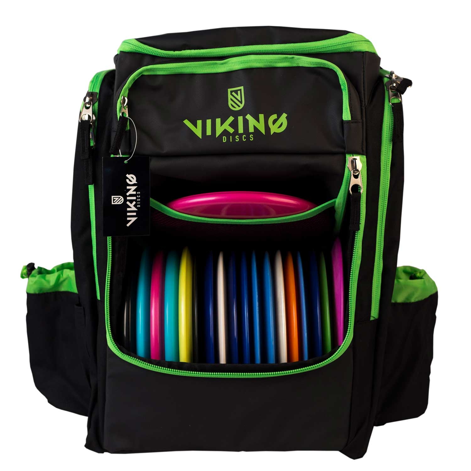 Frisbeegolfreppu Viking Discs Tour Bag, musta/lime
