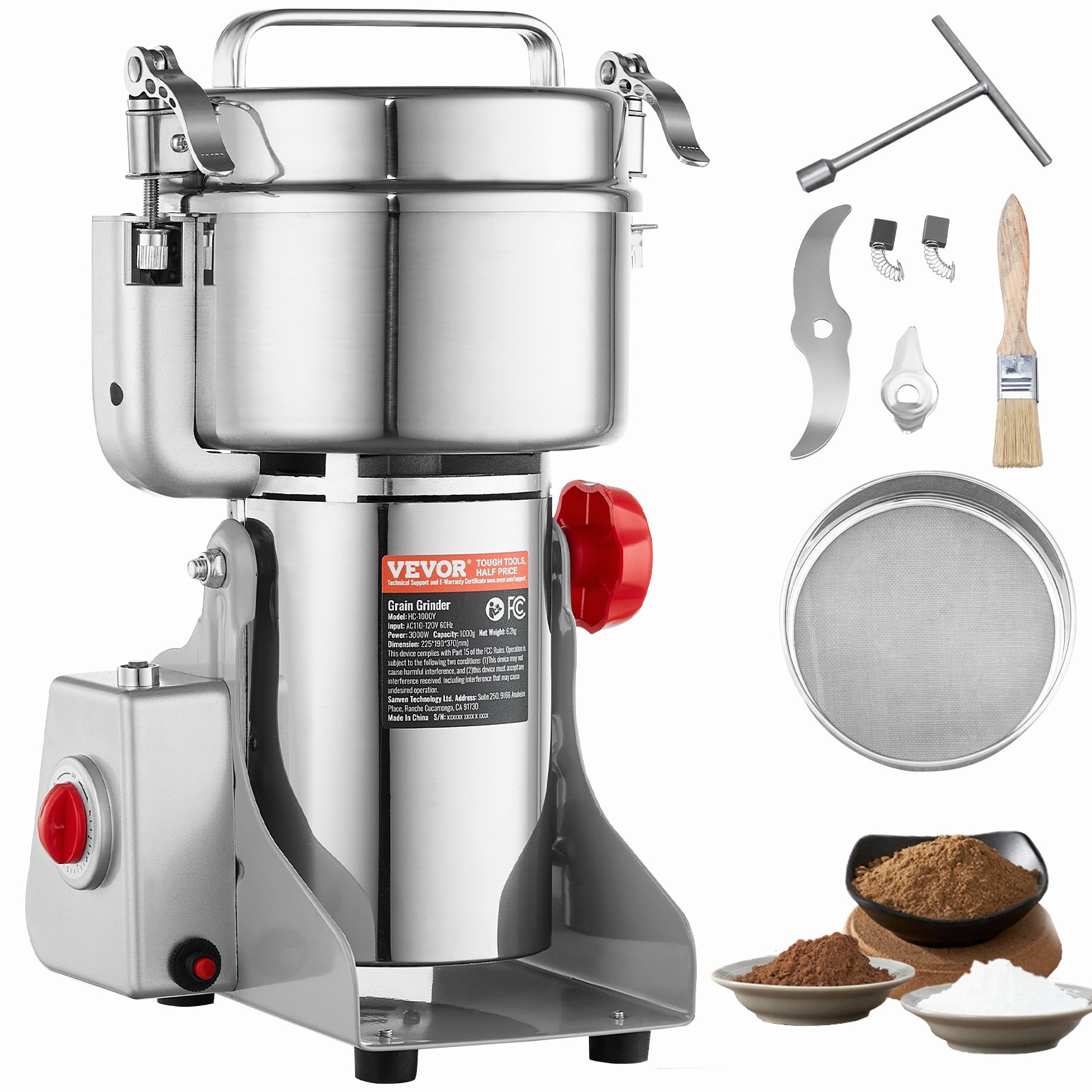 Viljamylly North Craft HC-1000Y, 1000g, 3000W, Ruostumaton Teräs, Swing-tyyppi