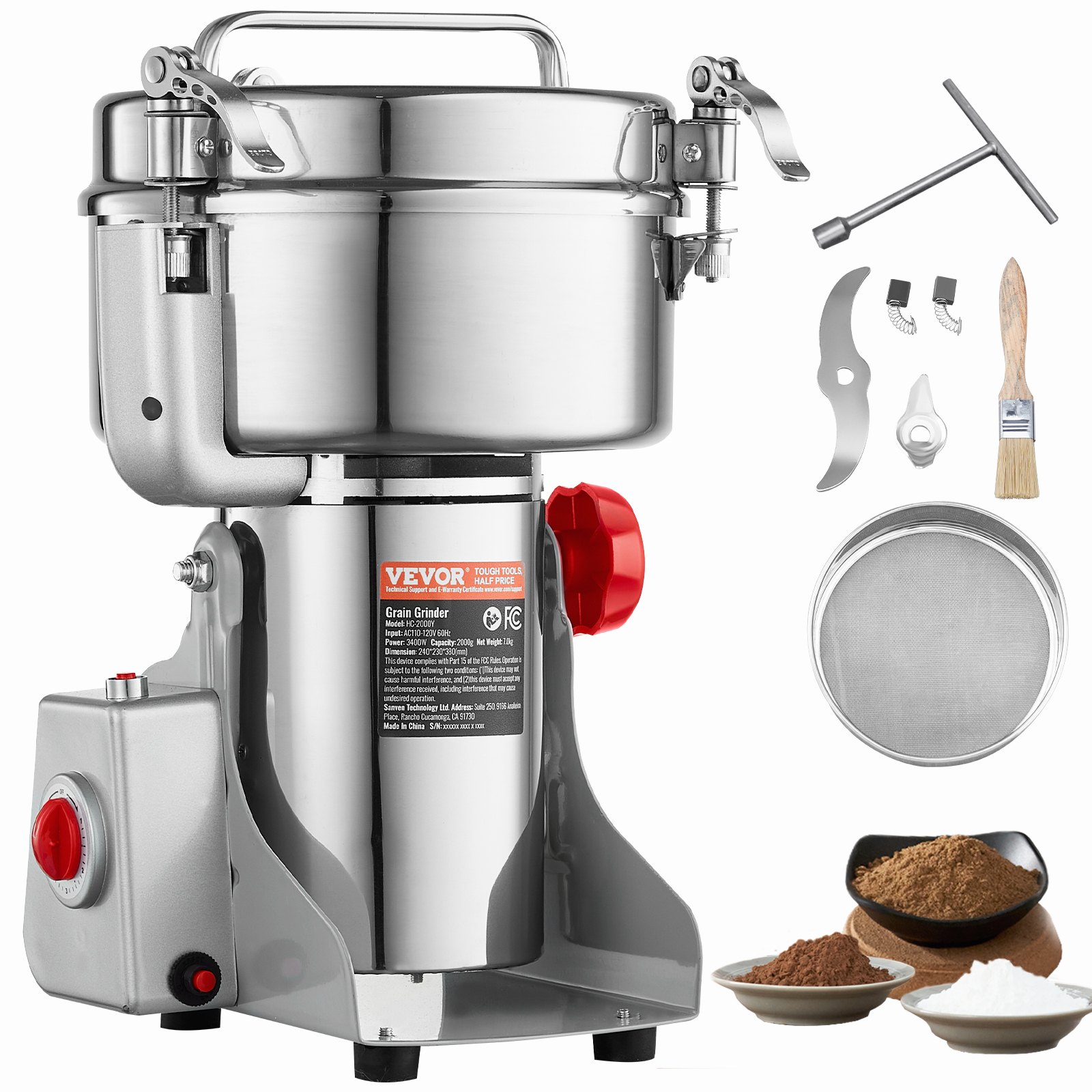 Viljamylly North Craft HC-2000Y, 2000g, 3400W, Swing-malli, ruostumaton teräs