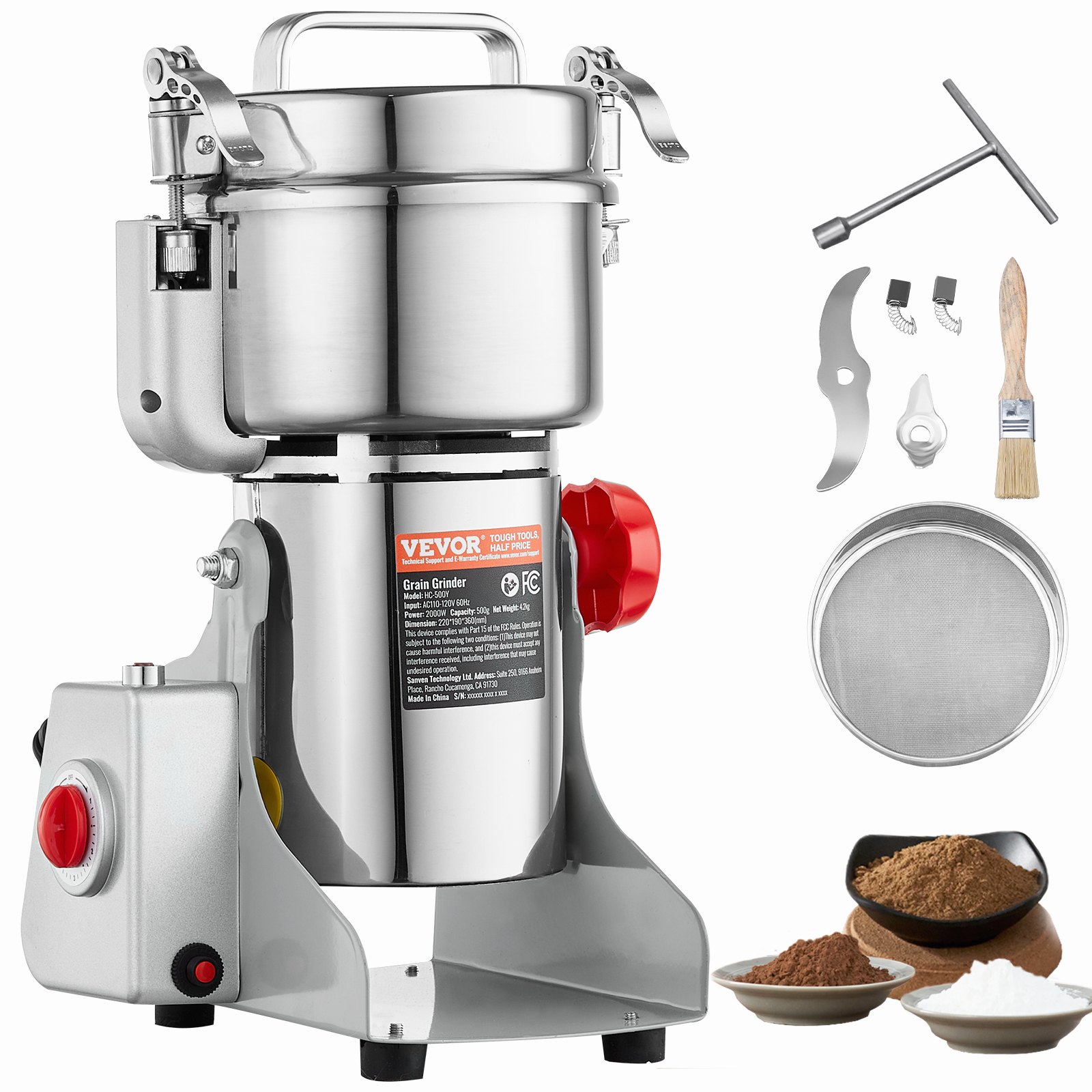 Viljamylly North Craft HC-500Y, 500g, 2000W, Ruostumaton teräs