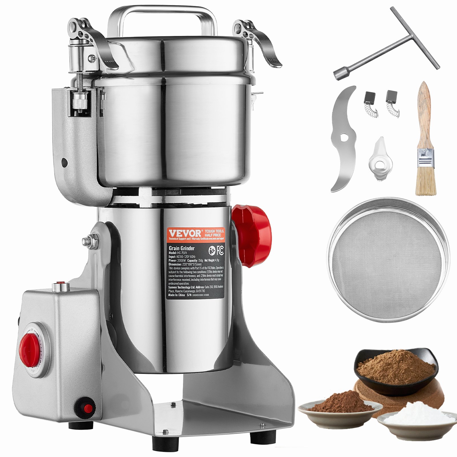 Viljamylly North Craft HC-750Y, 750g, 2000W, Ruostumaton Teräs, Heilurimalli