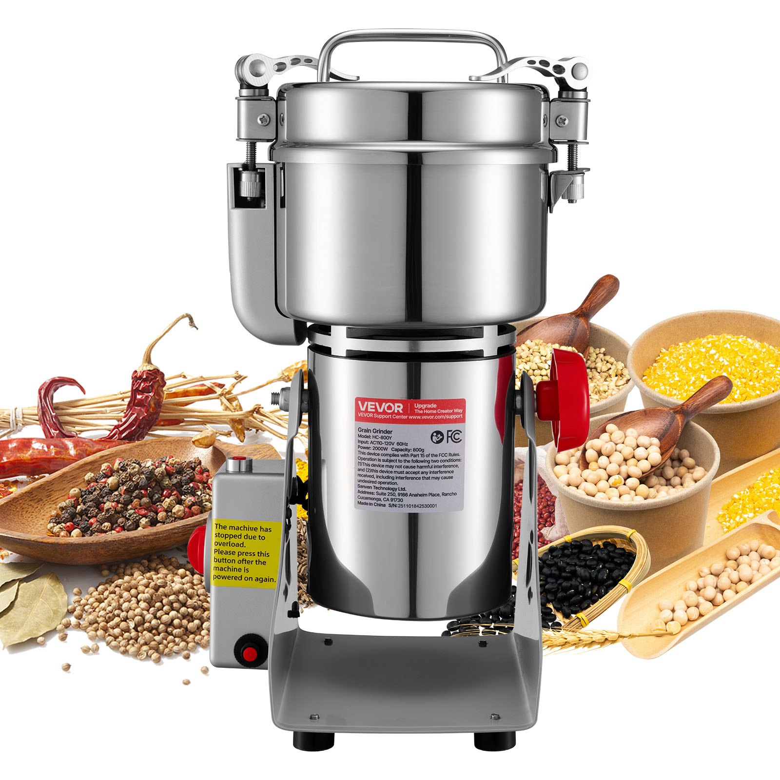 Viljamylly North Craft HC-800Y, 800g, 2100W, Ruostumaton teräs, Hopea