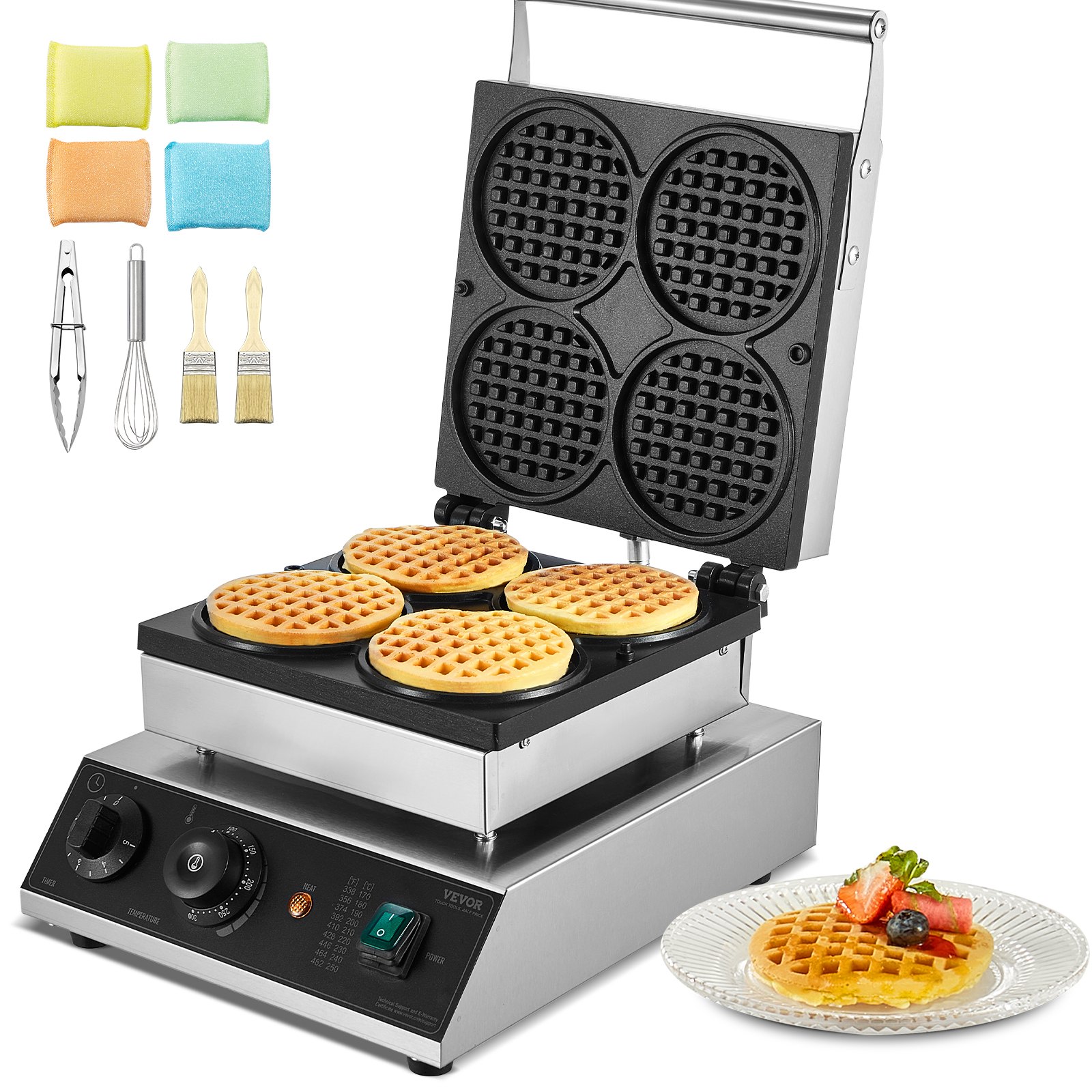 Vohvelirauta North Craft HT-2206B, 1750W, 4 kpl, ruostumaton teräs, hopea