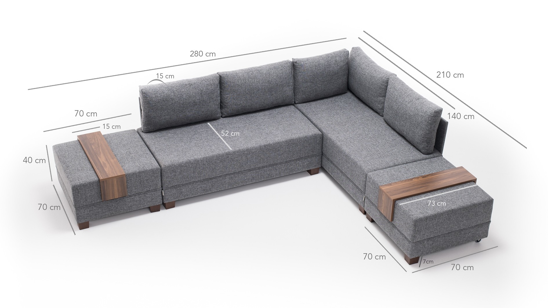 Vuodesohva Valento Furniture Fly, 3-istuttava, oikeakätinen