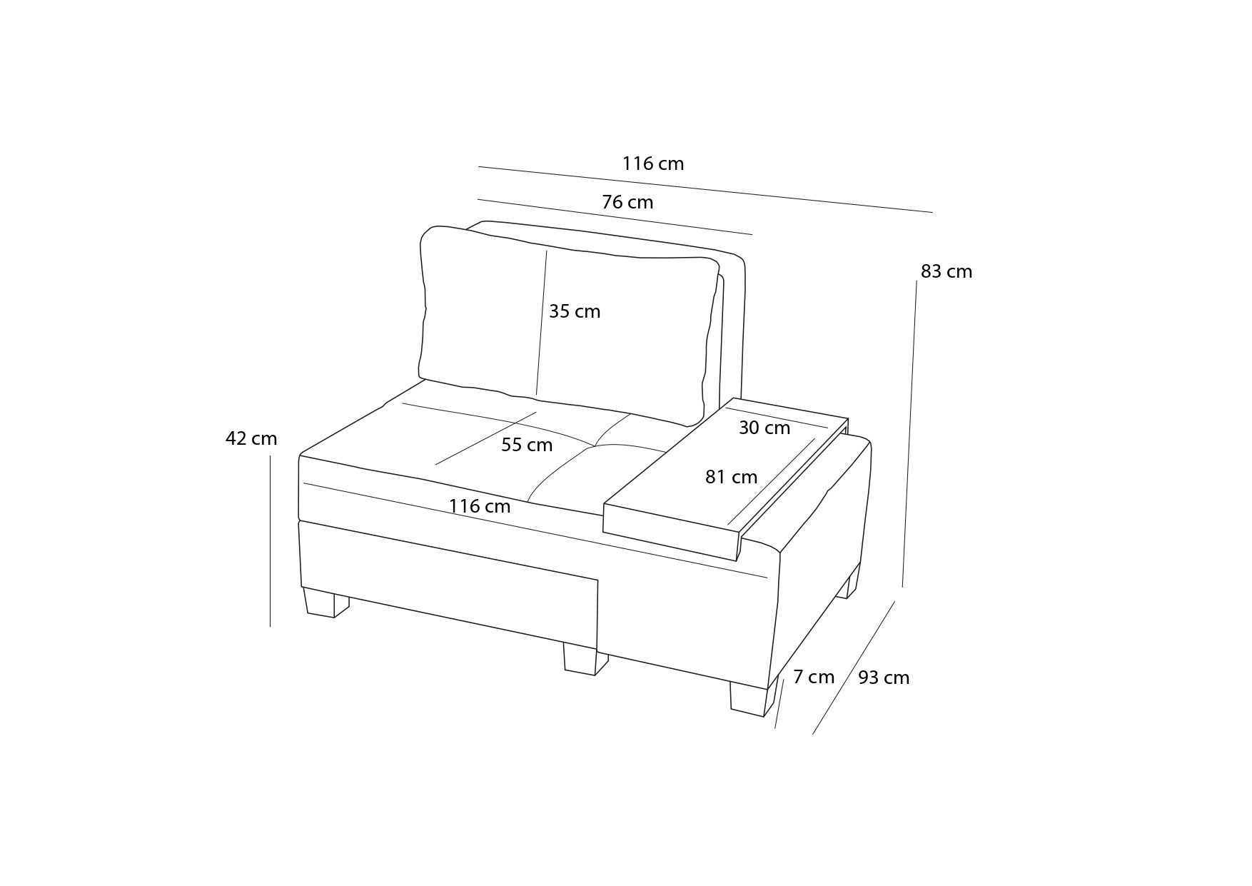 Vuodetuoli Valento Furniture Perenna Chenille vasen