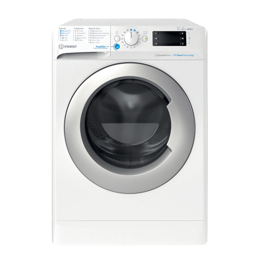 Kuivaava pyykinpesukone Indesit BDE76435WSVEE, 7kg, 1400rpm, valkoinen