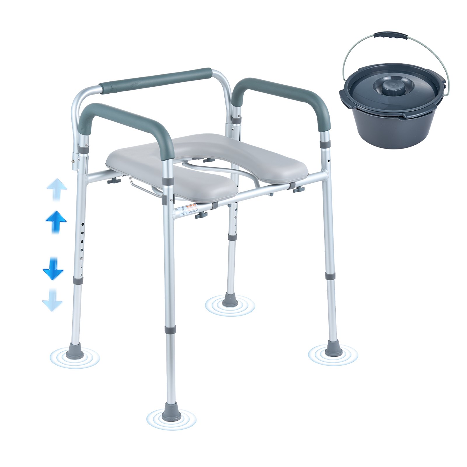 WC-tuoli North Craft Commode Chair, Säädettävä korkeus, 5.8L, Sininen
