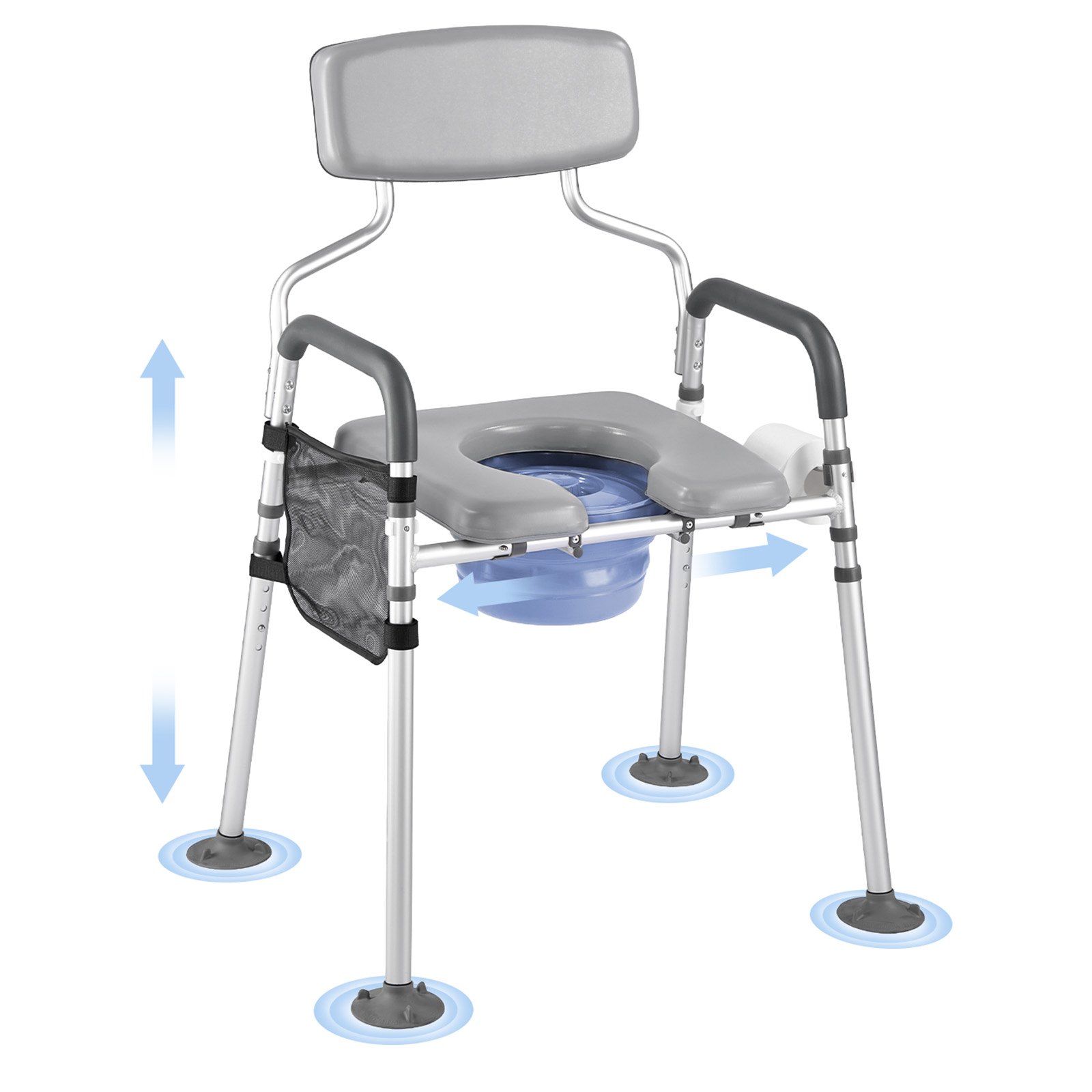 WC-tuoli North Craft FBL760636, 227kg kapasiteetti, 4-in-1 säädettävä korkeus ja leveys, harmaa