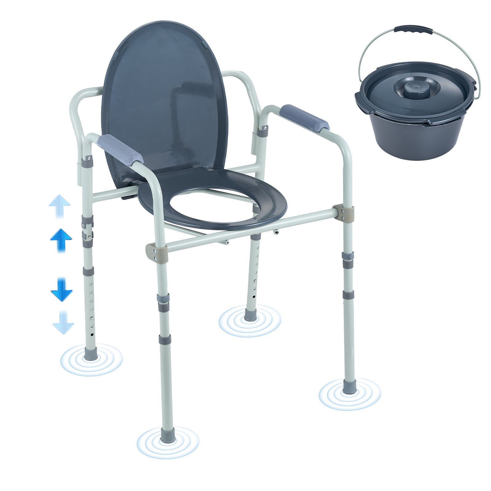 WC-tuoli North Craft, Säädettävä korkeus 440-590 mm, 5.8L ämpäri, 158 kg kapasiteetti, leveä istuin