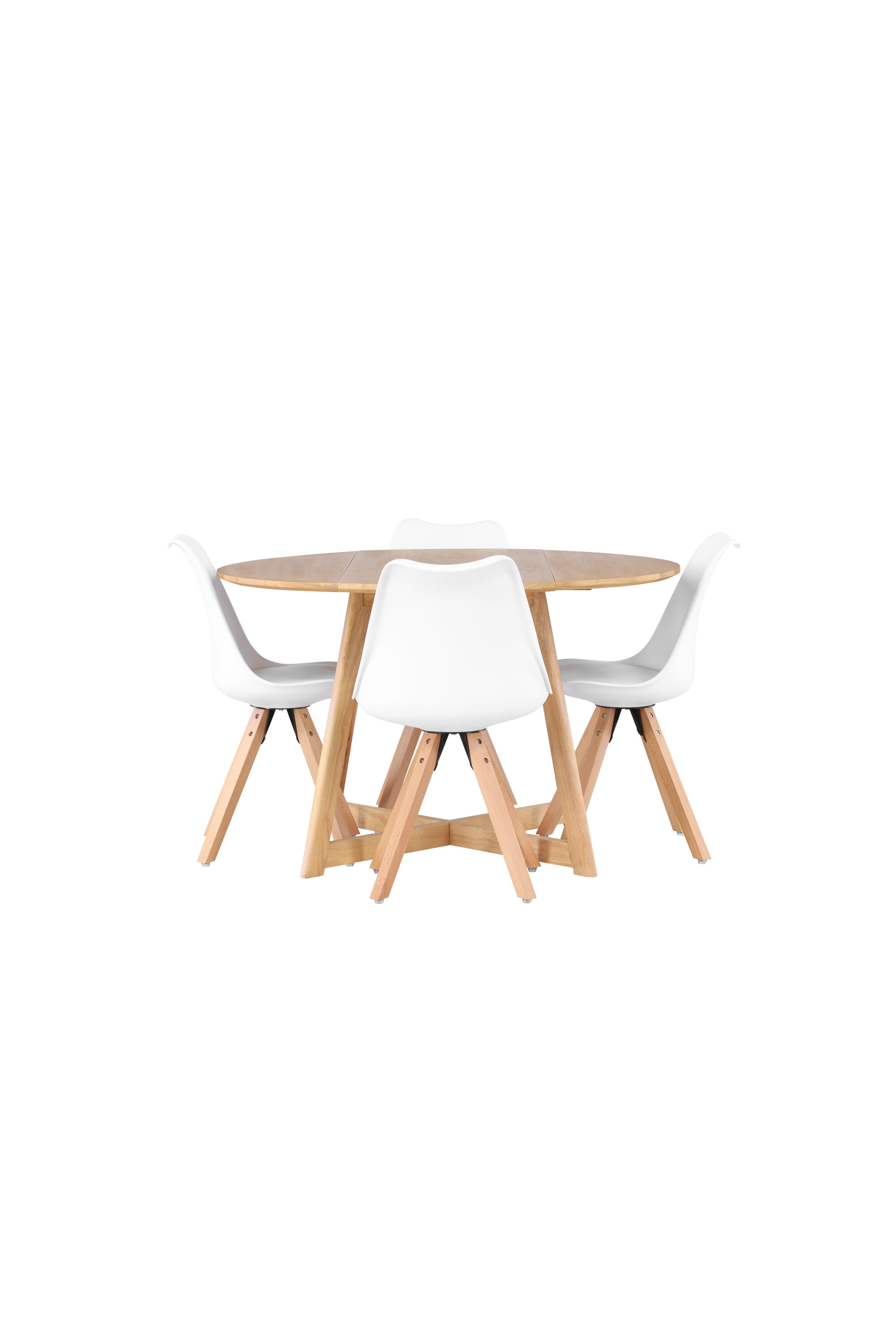 Ruokailuryhmä Venture Home Yakidon/Zeno, Ø120cm pöytä + 4 tuolia, ruskea/valkoinen