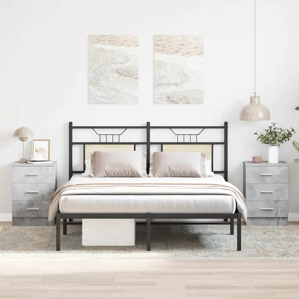 Yöpöydät 2 kpl betoninharmaa 38x35x56 cm lastulevy