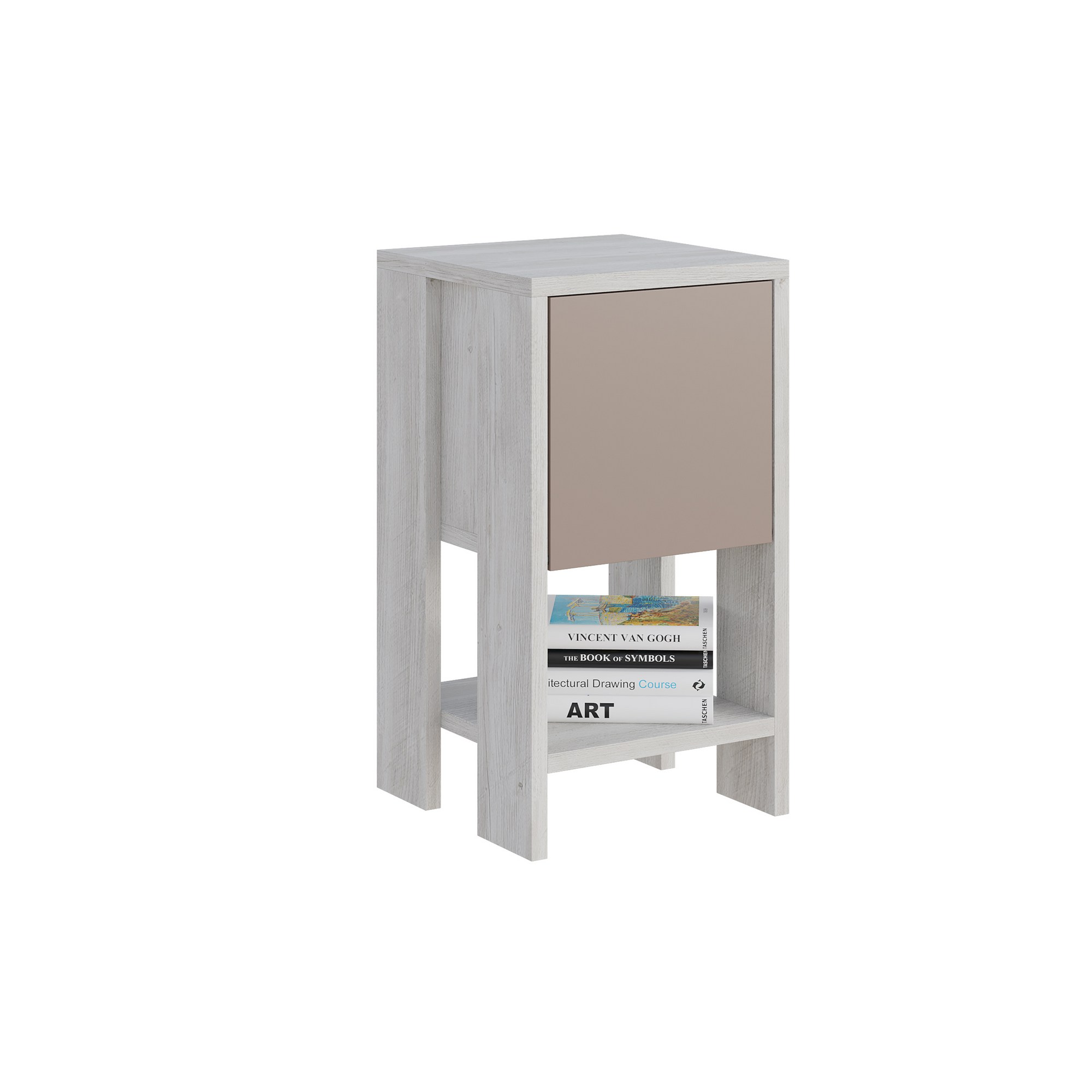 Yöpöytä Valento Furniture Ema, valkoinen/beige