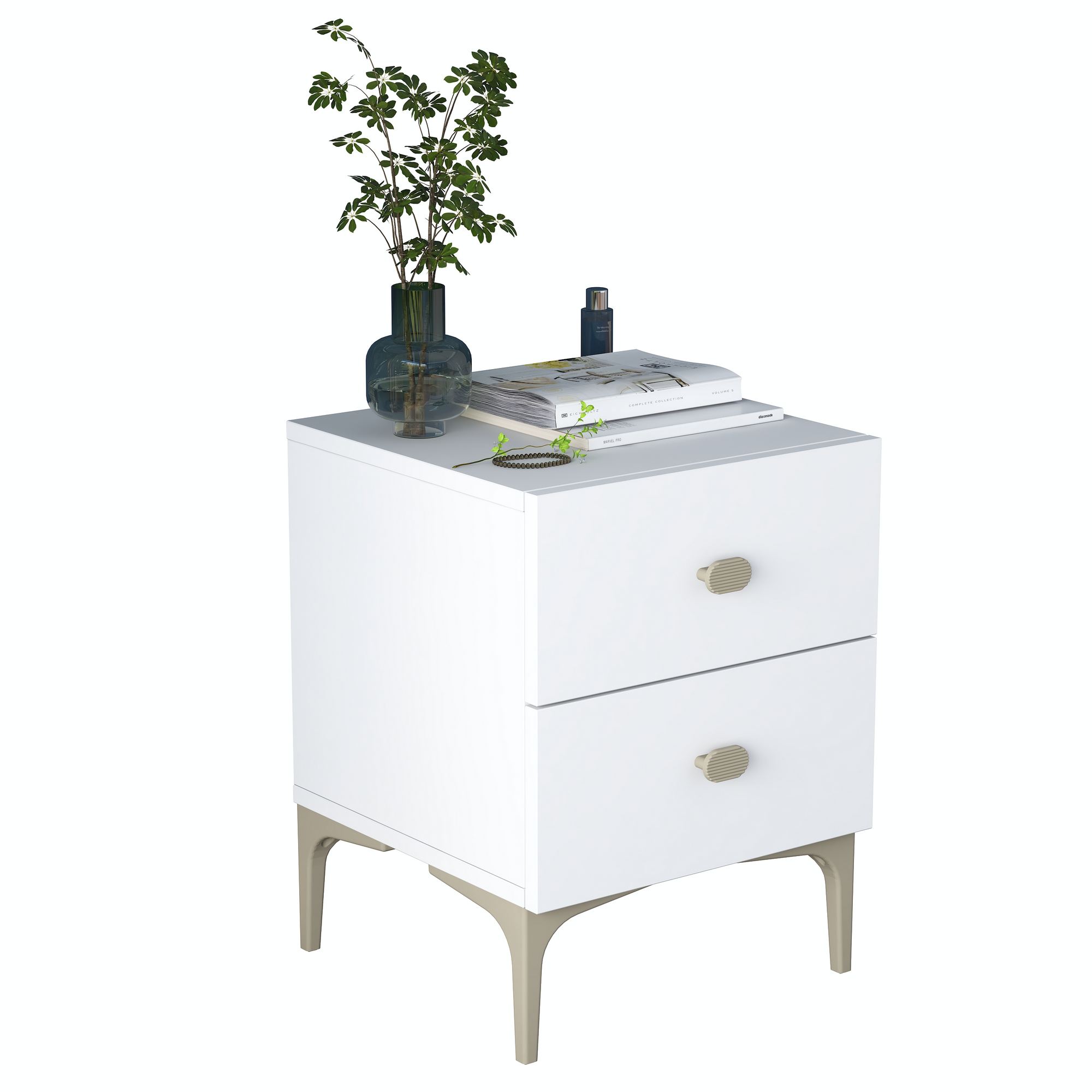 Yöpöytä Valento Furniture BD110 - 4111, 39.6x53.7x37.5 cm, valkoinen